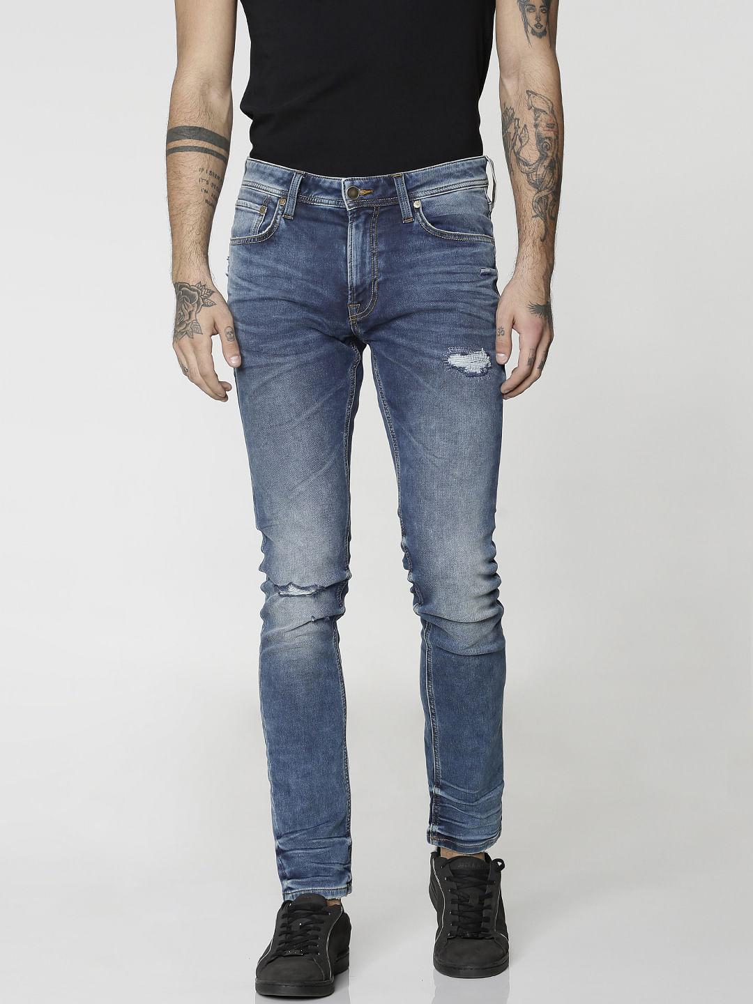 Blue Ripped Liam Skinny Fit Jeans - 28/30