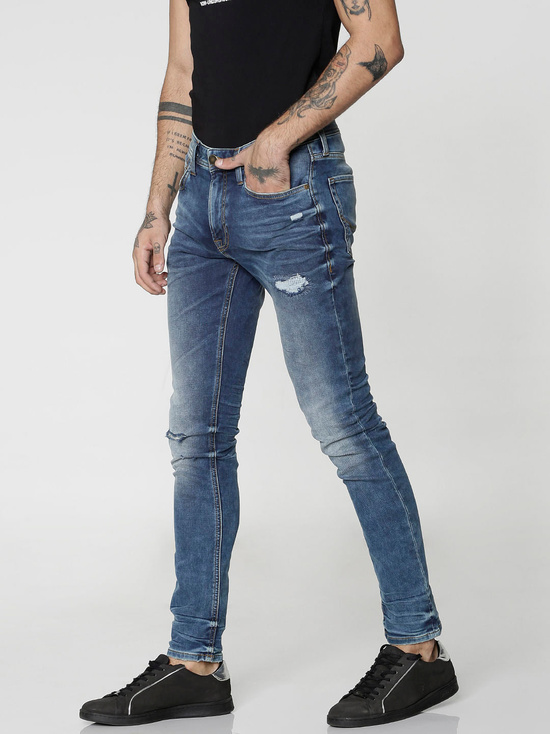Blue Ripped Liam Skinny Fit Jeans