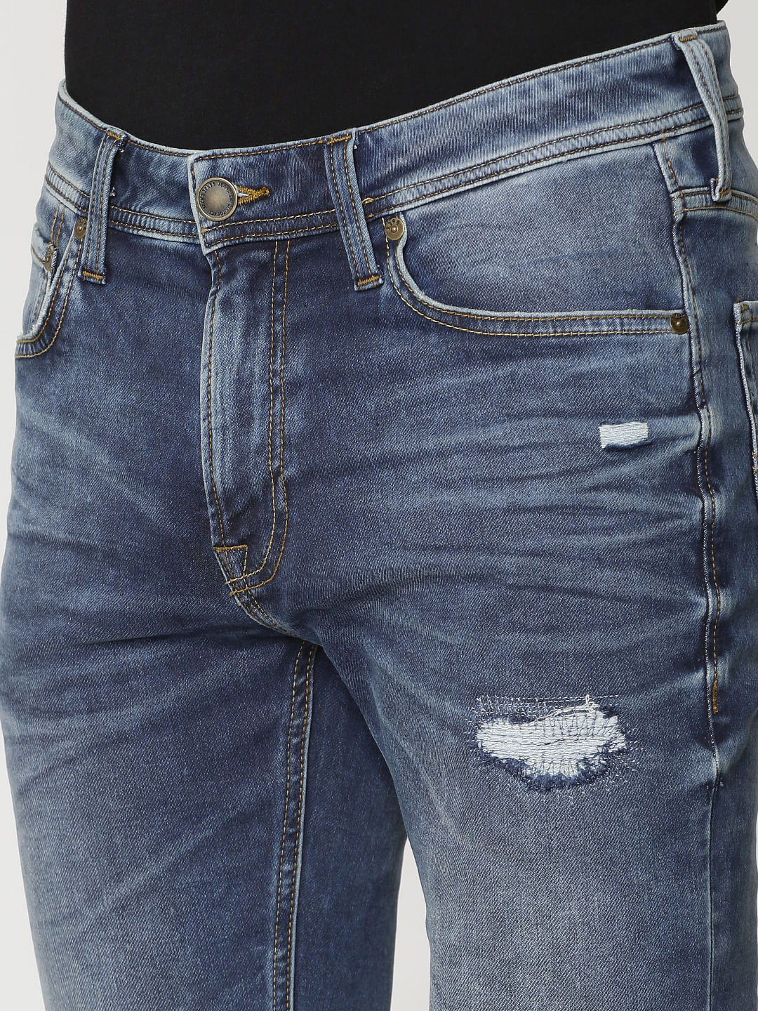 Blue Ripped Liam Skinny Fit Jeans