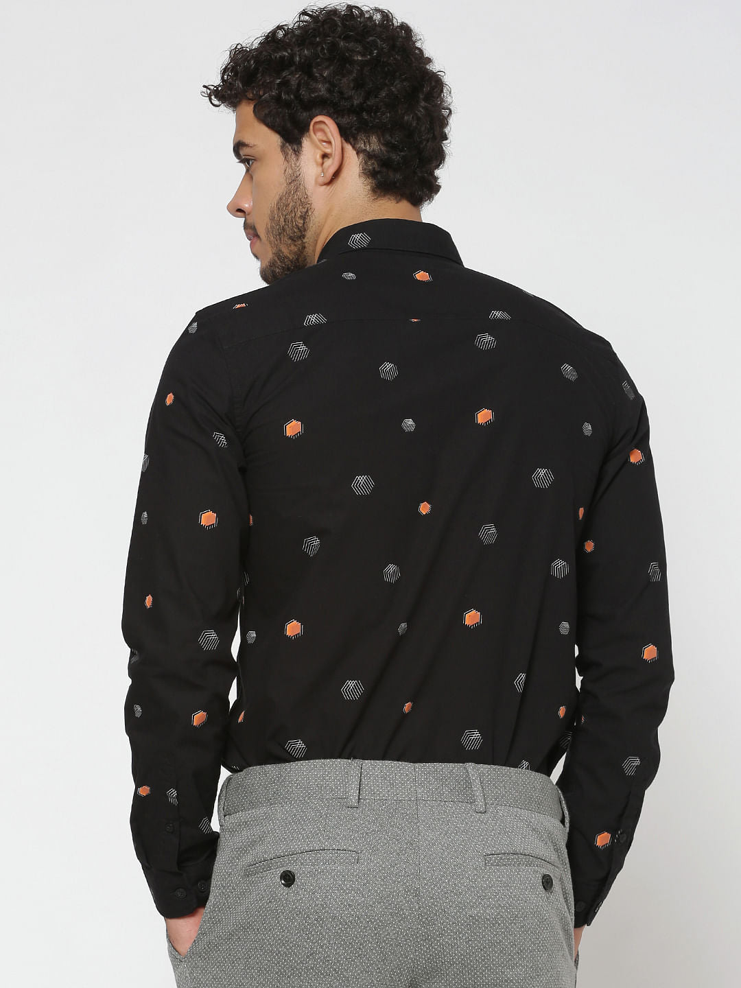 Black All Over Print Full Sleeves Shirt