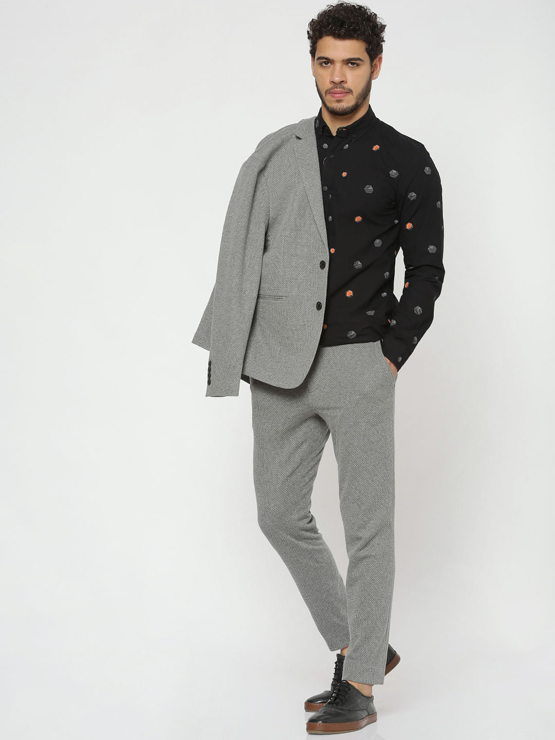 Black All Over Print Full Sleeves Shirt
