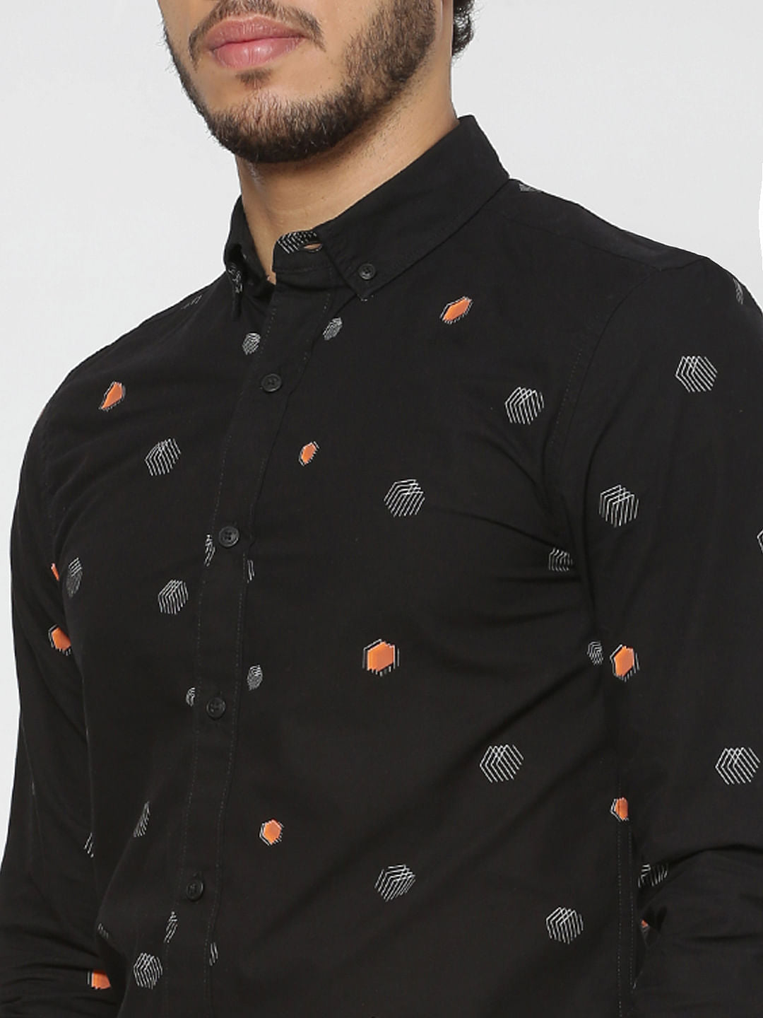 Black All Over Print Full Sleeves Shirt