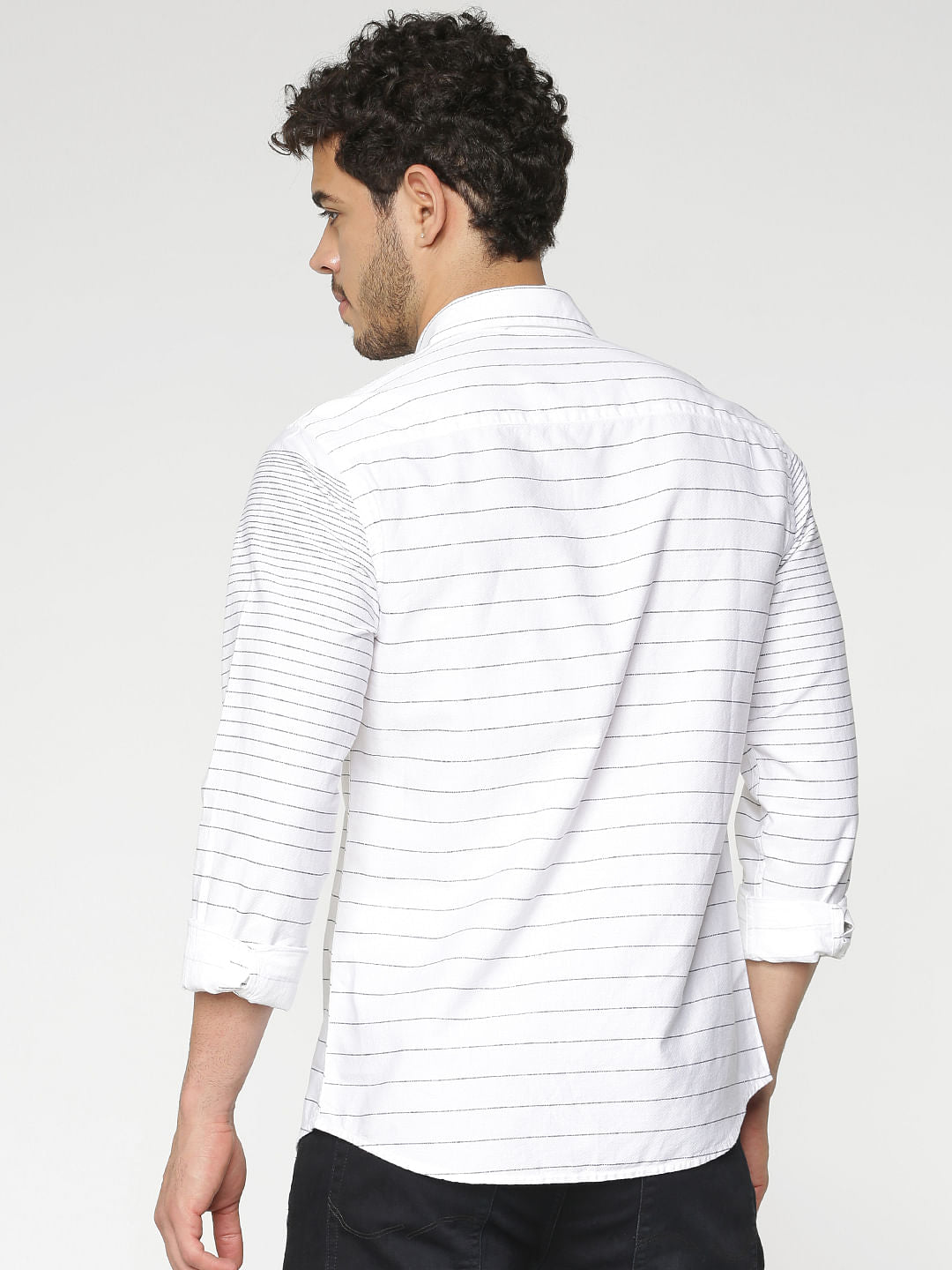 White Striped Full Sleeves Shirt