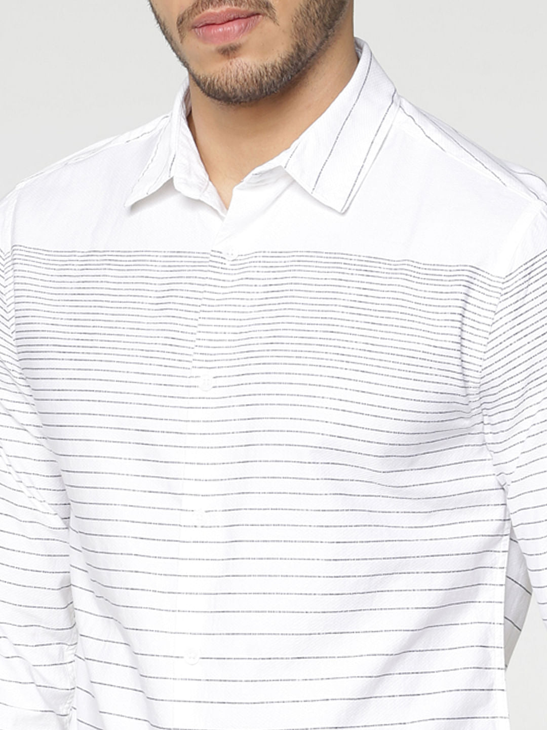 White Striped Full Sleeves Shirt