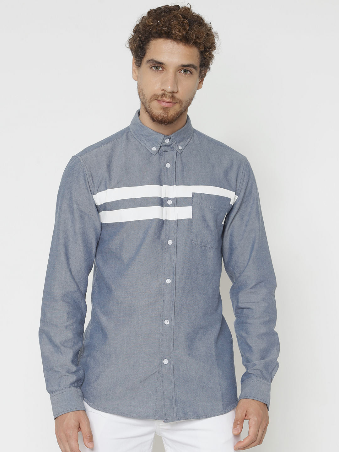 Blue Full Sleeves Denim Shirt - S
