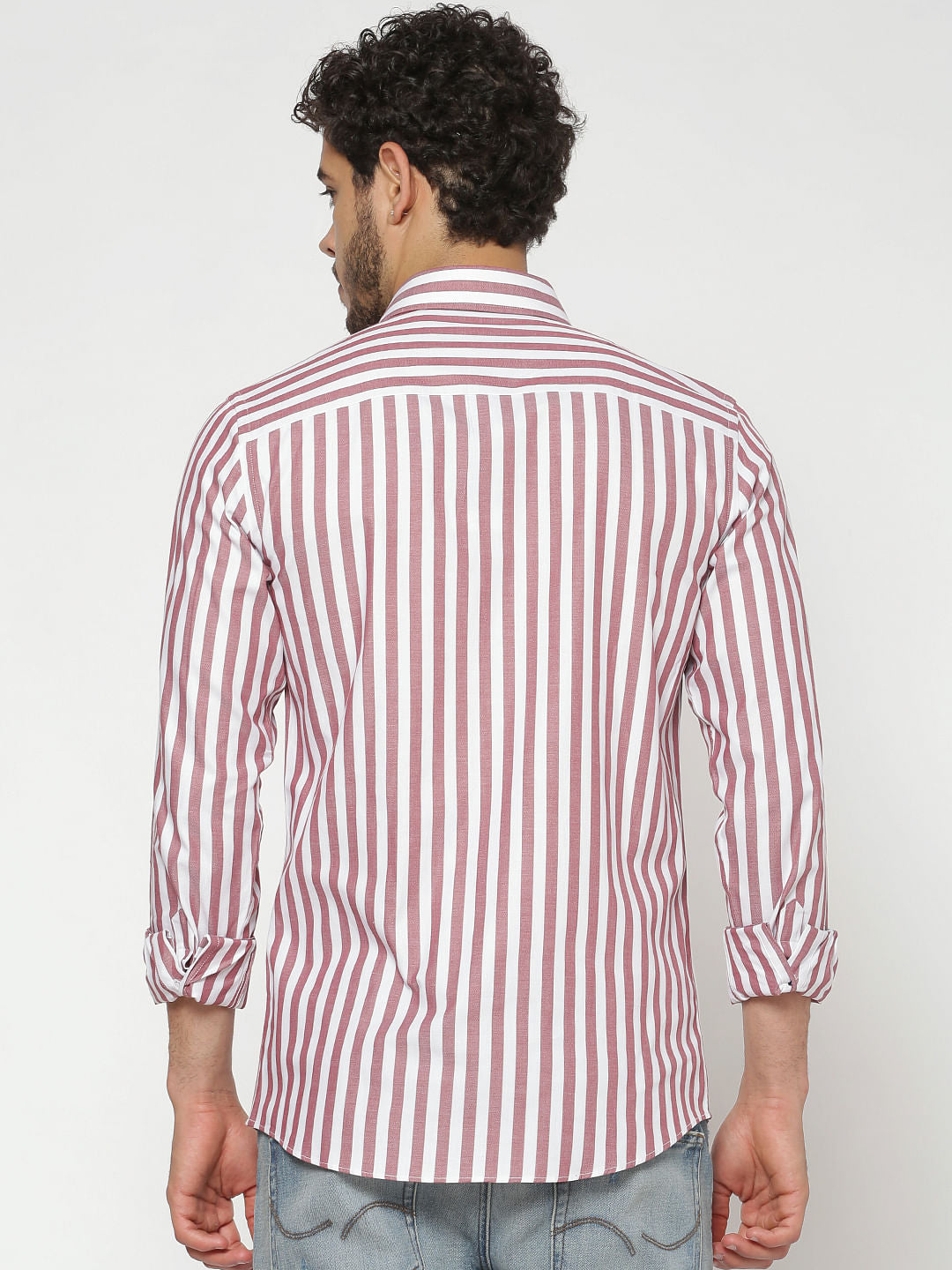 Brown Striped Full Sleeves Shirt