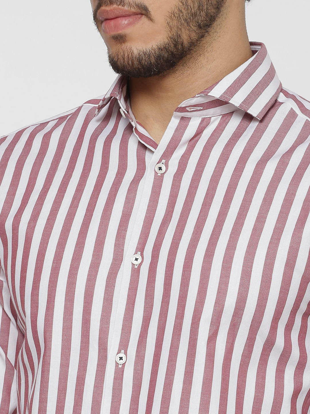 Brown Striped Full Sleeves Shirt