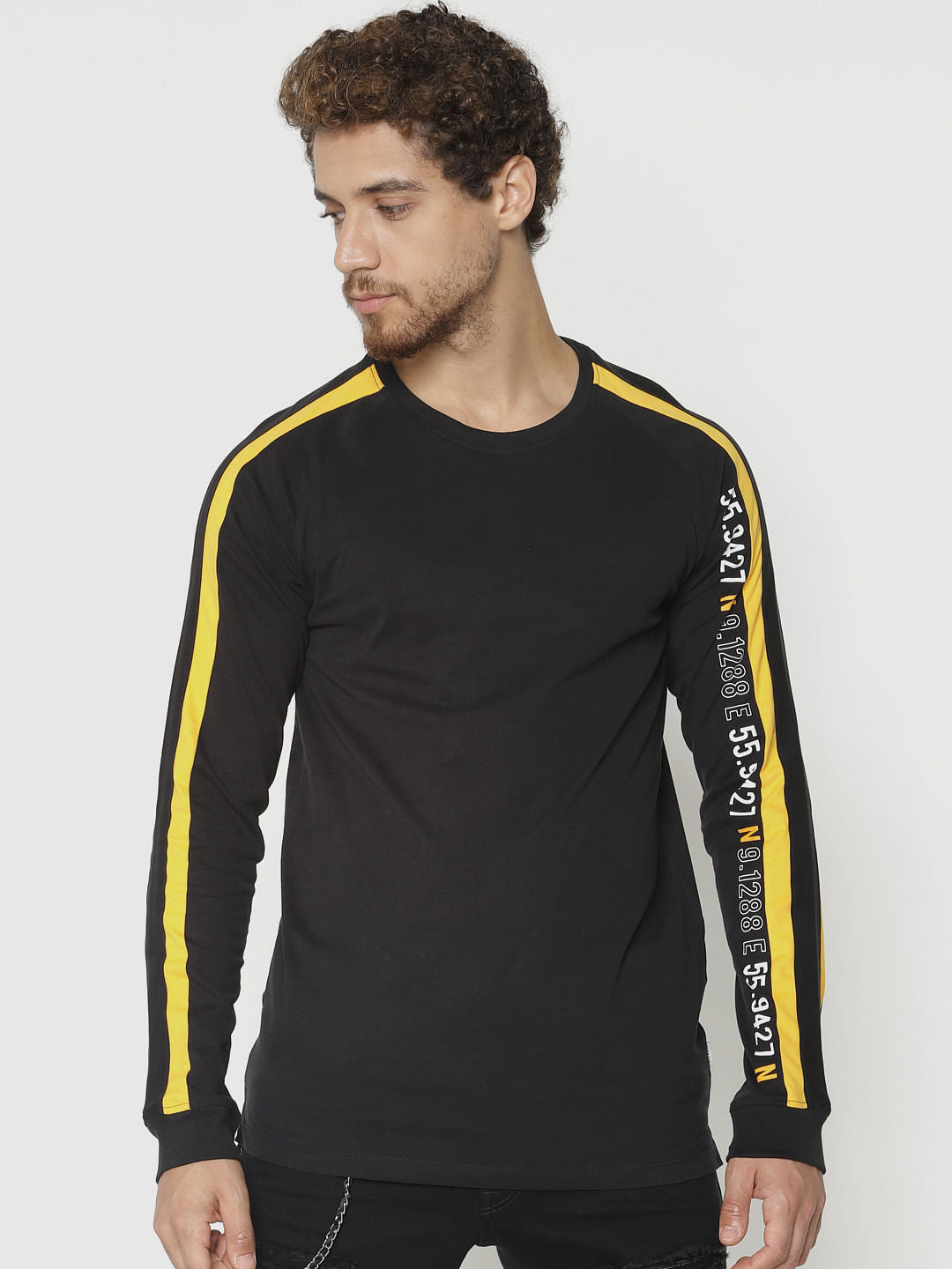 Black Tape Detail Crew Neck T-Shirt