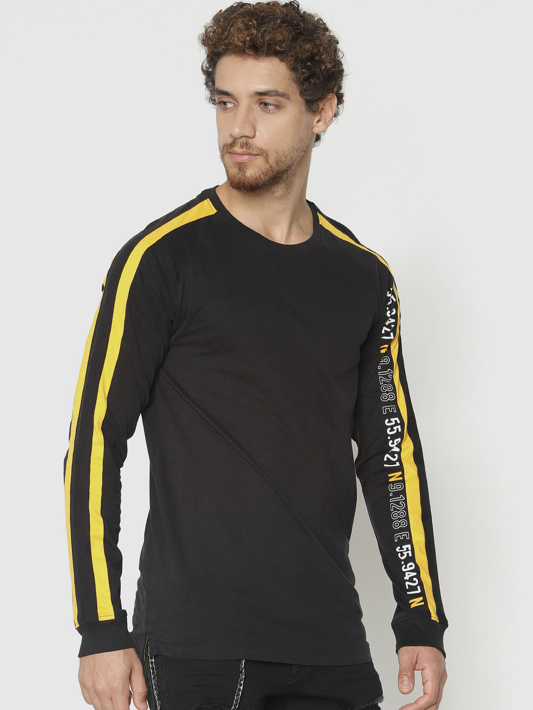 Black Tape Detail Crew Neck T-Shirt