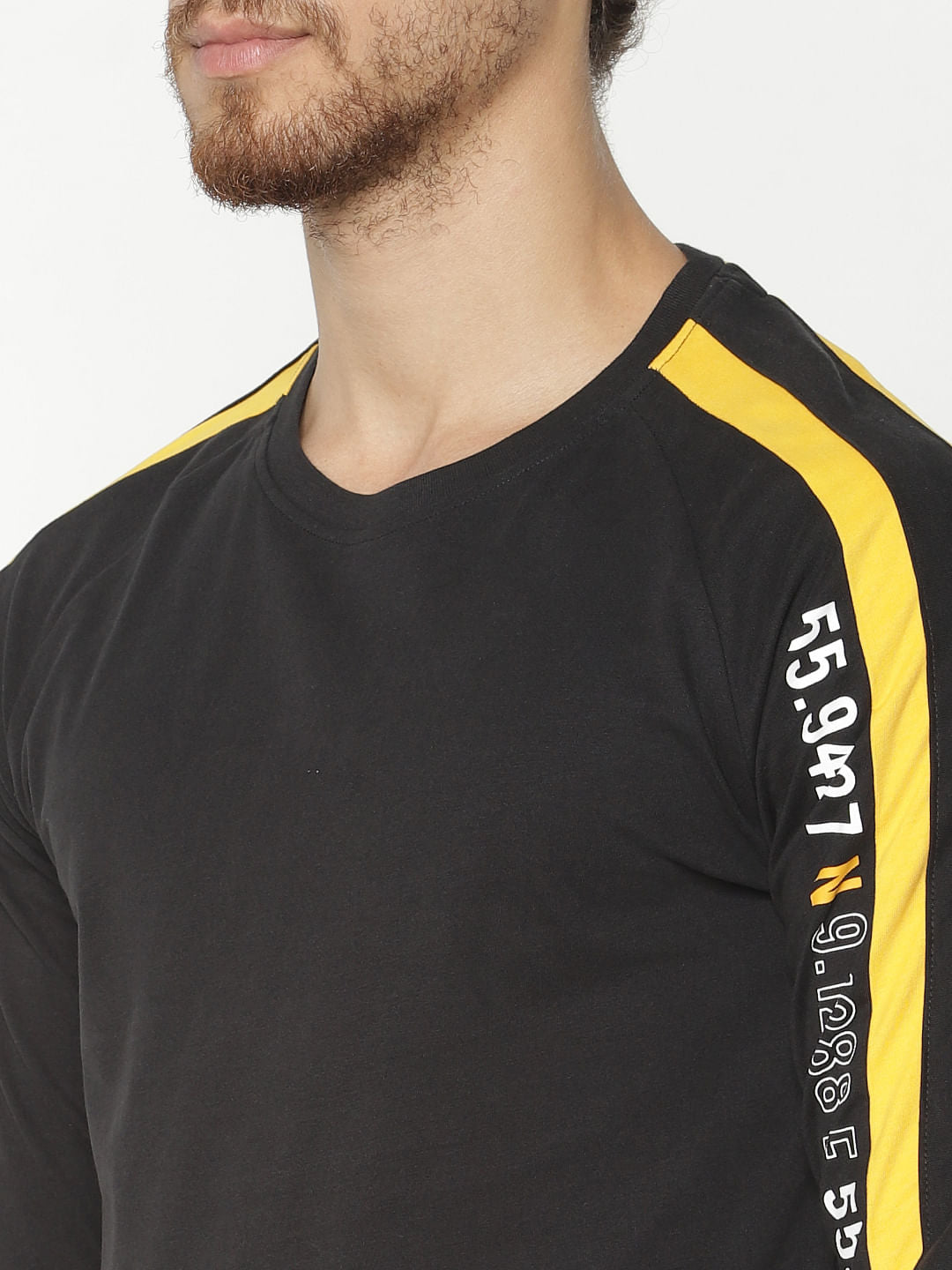Black Tape Detail Crew Neck T-Shirt