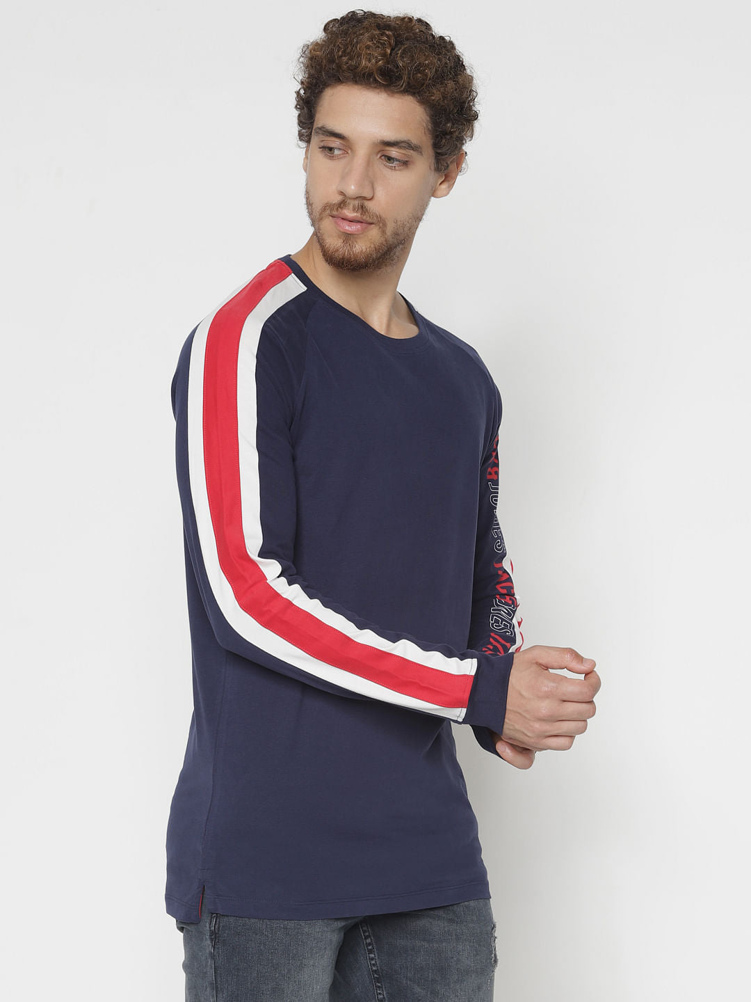 Blue Tape Detail Crew Neck T-Shirt