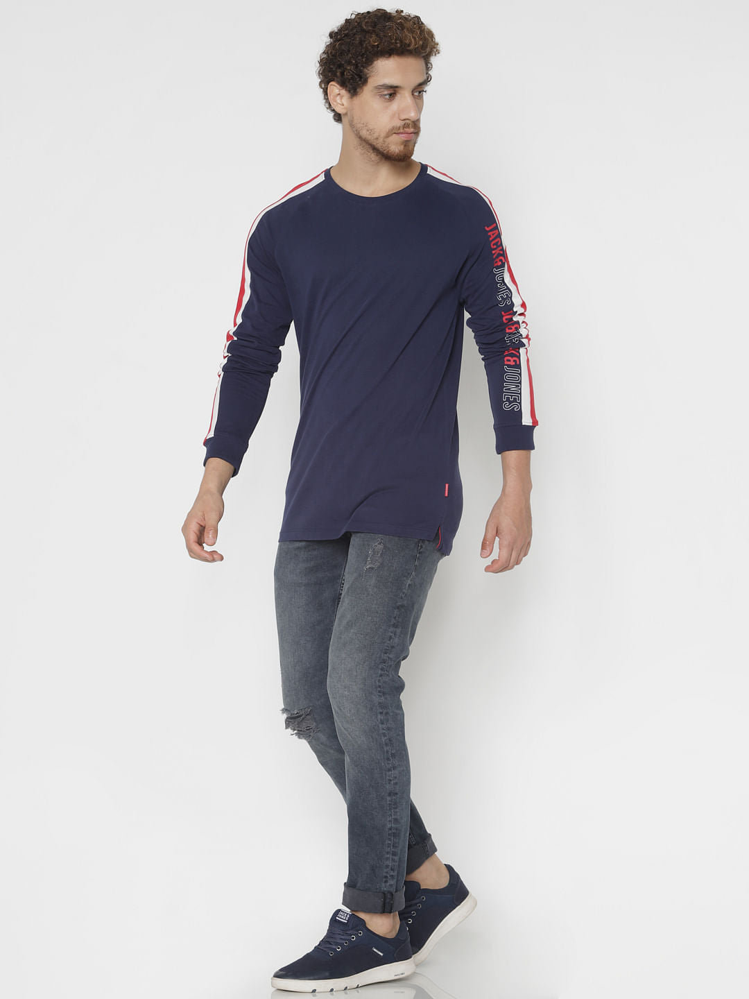 Blue Tape Detail Crew Neck T-Shirt