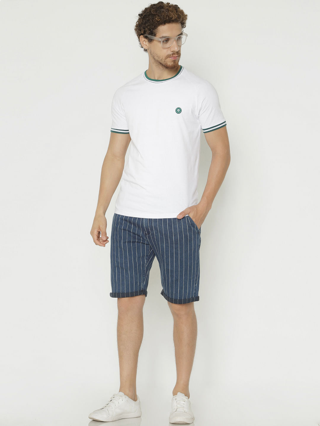 White Contrast Tipping Crew Neck T-Shirt