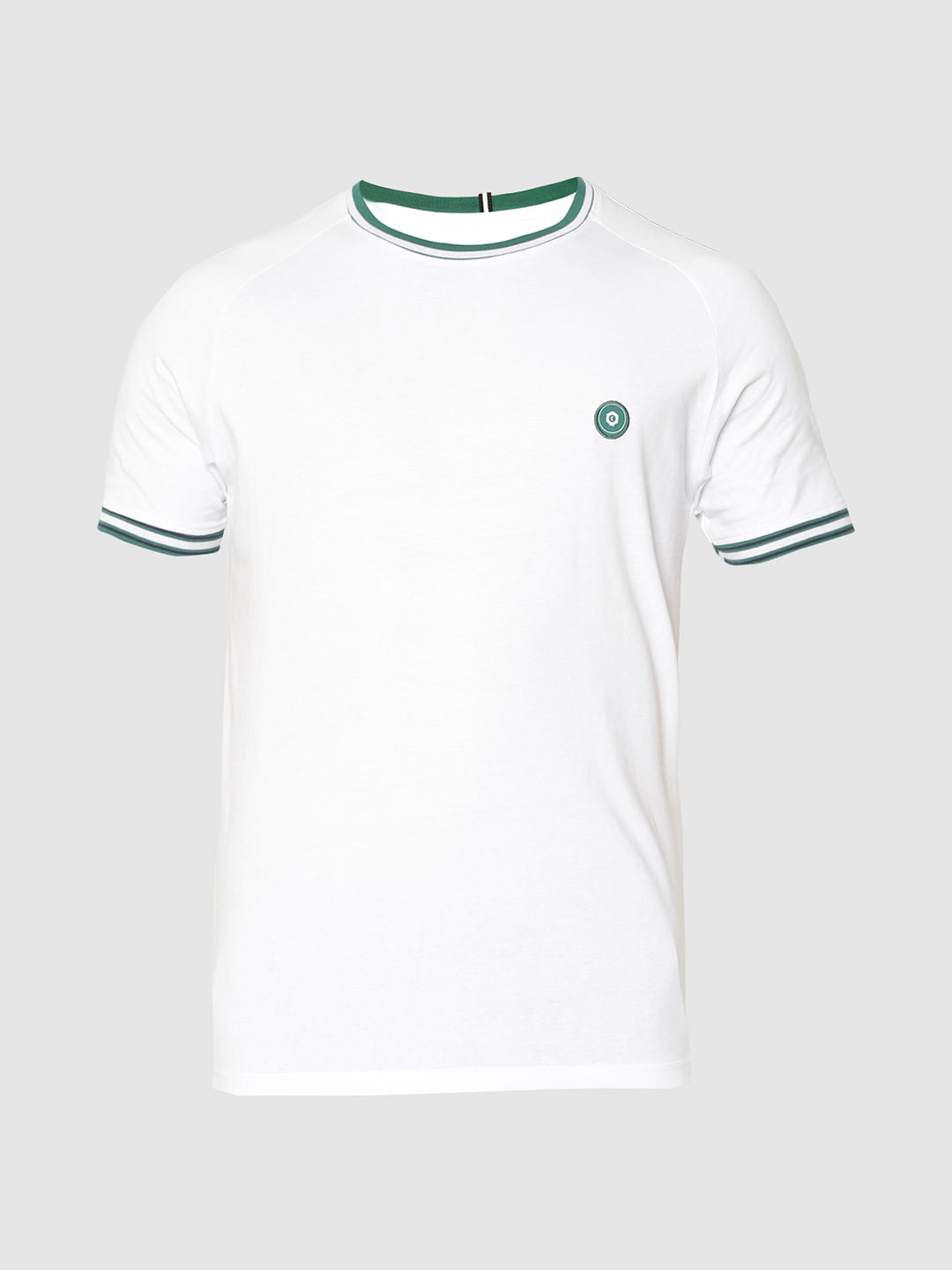 White Contrast Tipping Crew Neck T-Shirt