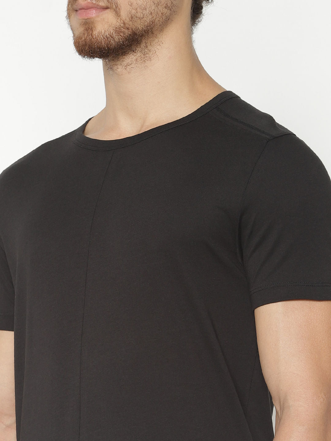 Black Printed Crew Neck T-Shirt