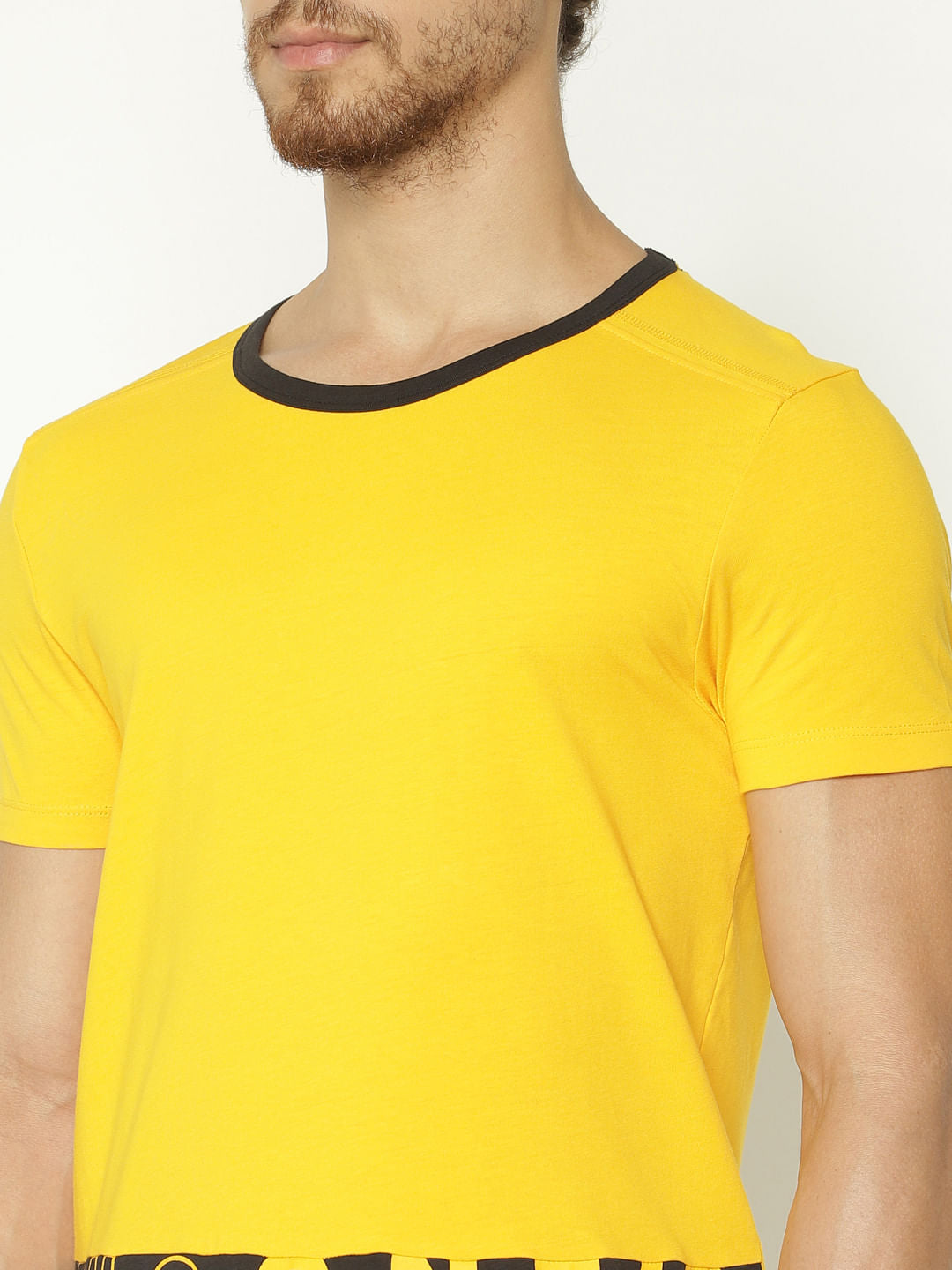 Yellow Printed Crew Neck T-Shirt