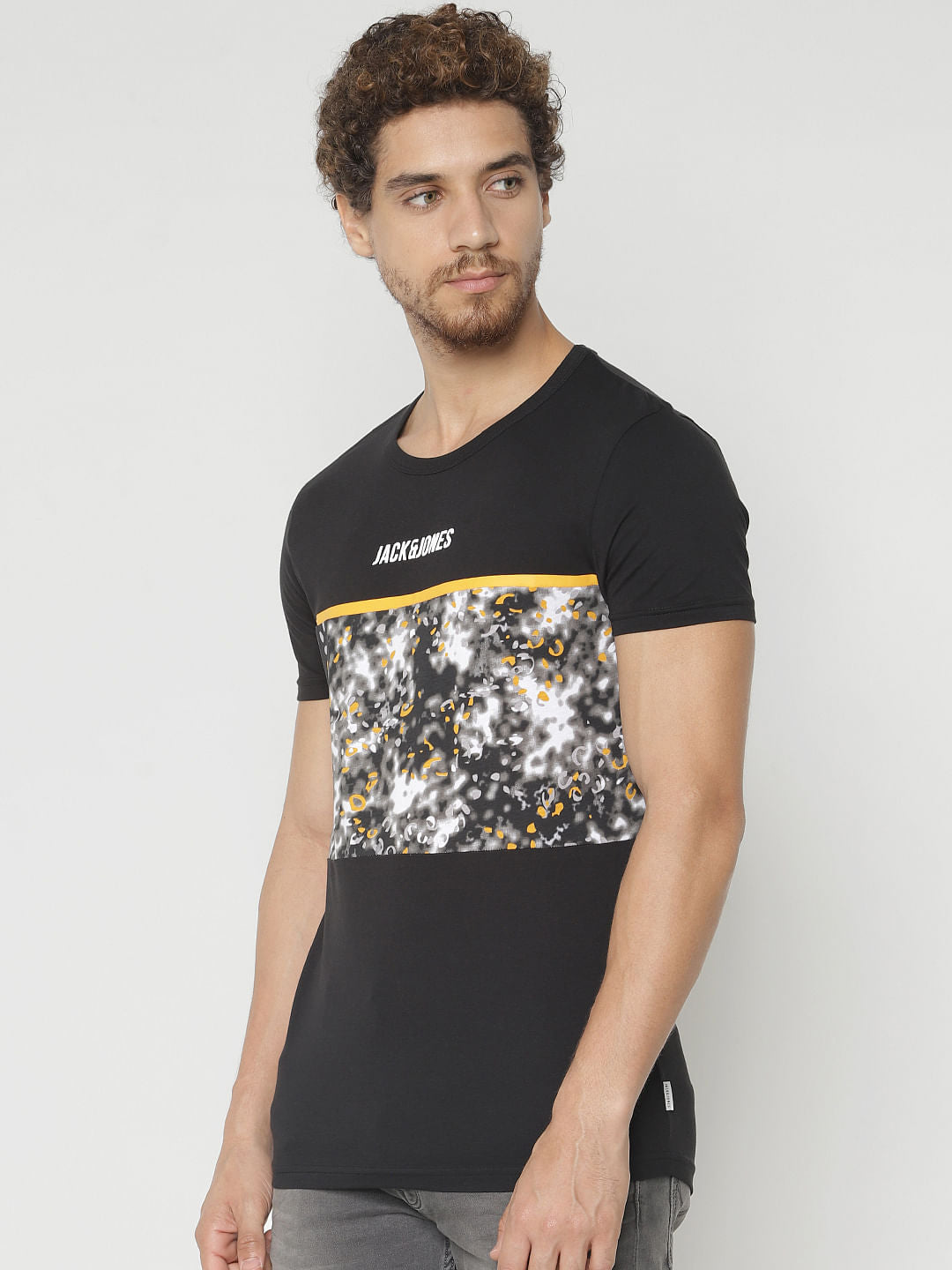 Black Graphic Print Crew Neck T-Shirt