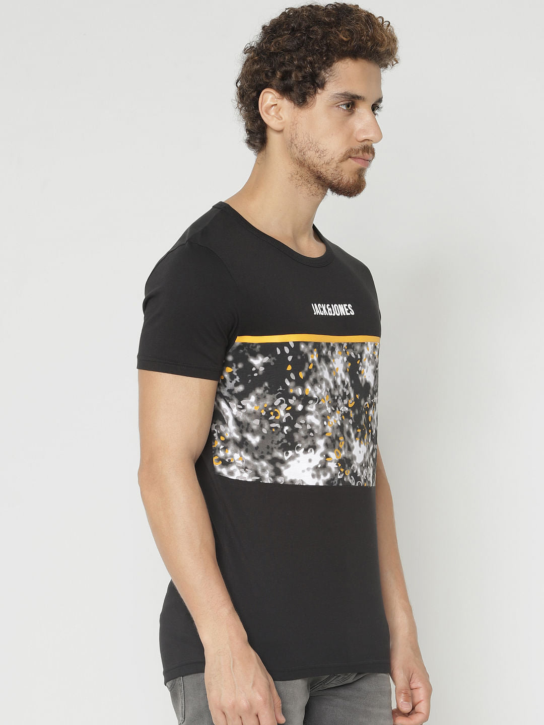 Black Graphic Print Crew Neck T-Shirt