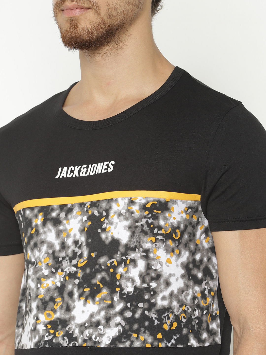 Black Graphic Print Crew Neck T-Shirt
