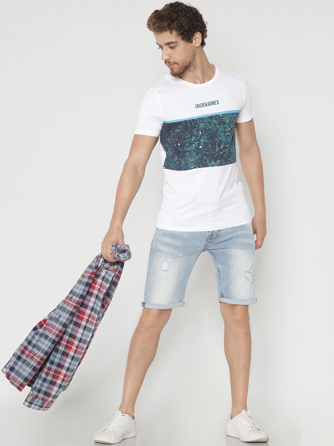 White Graphic Print Crew Neck T-Shirt