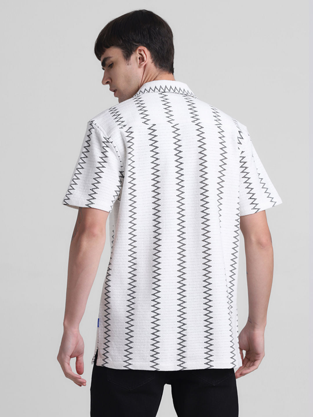 White Textured Crinkled Weave Shirt