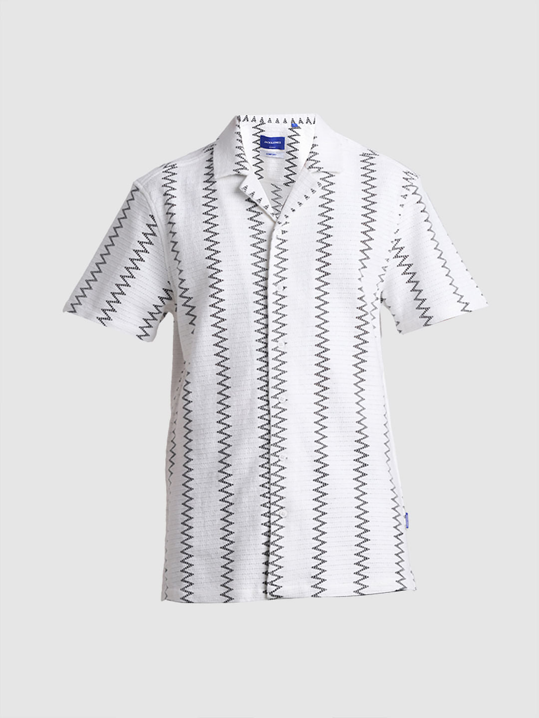 White Textured Crinkled Weave Shirt