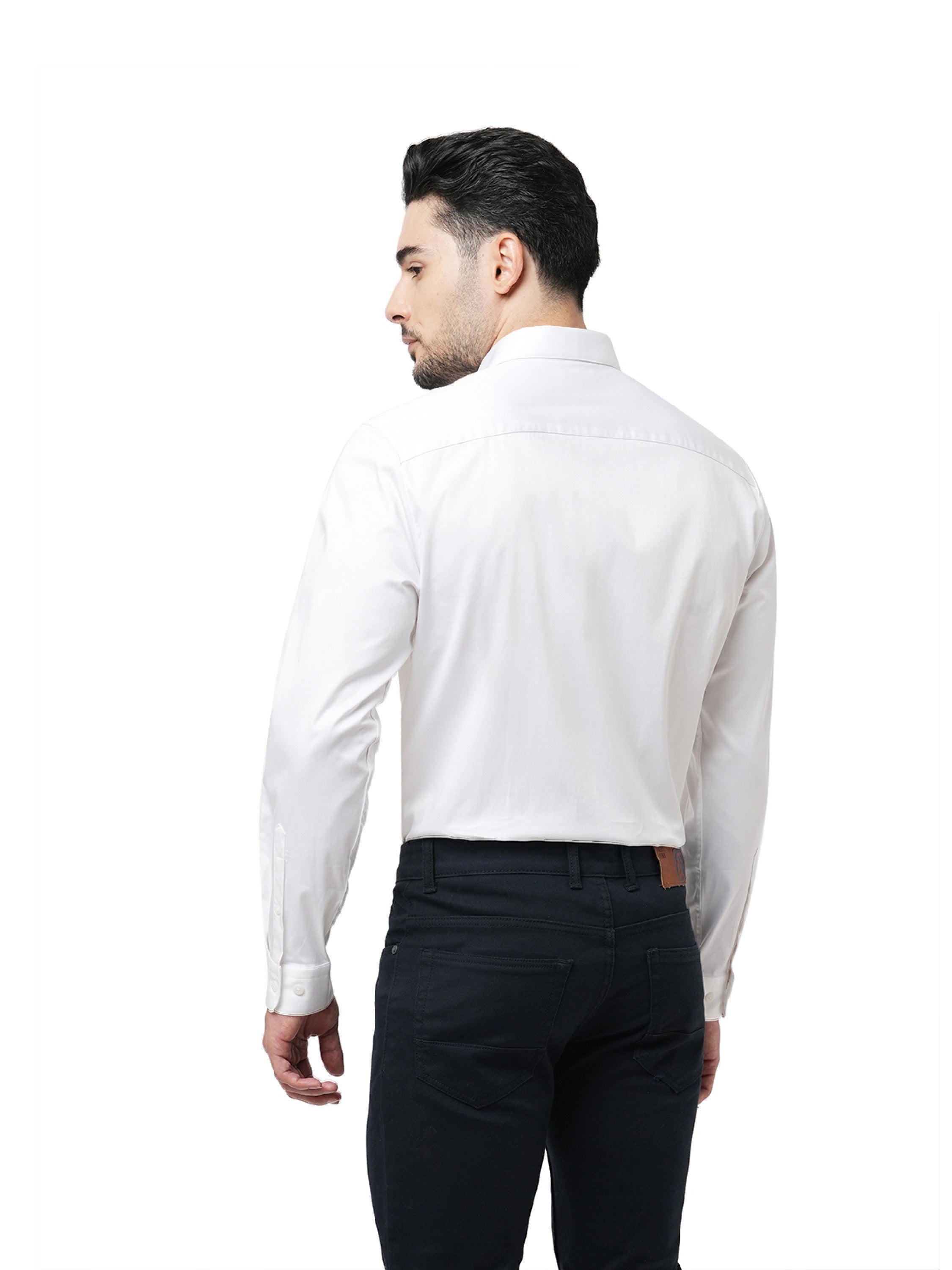 White Cotton-Stretch Formal Shirt
