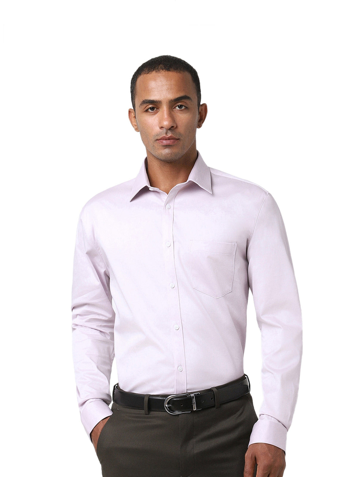 Purple Cotton-Stretch Formal Shirt - S