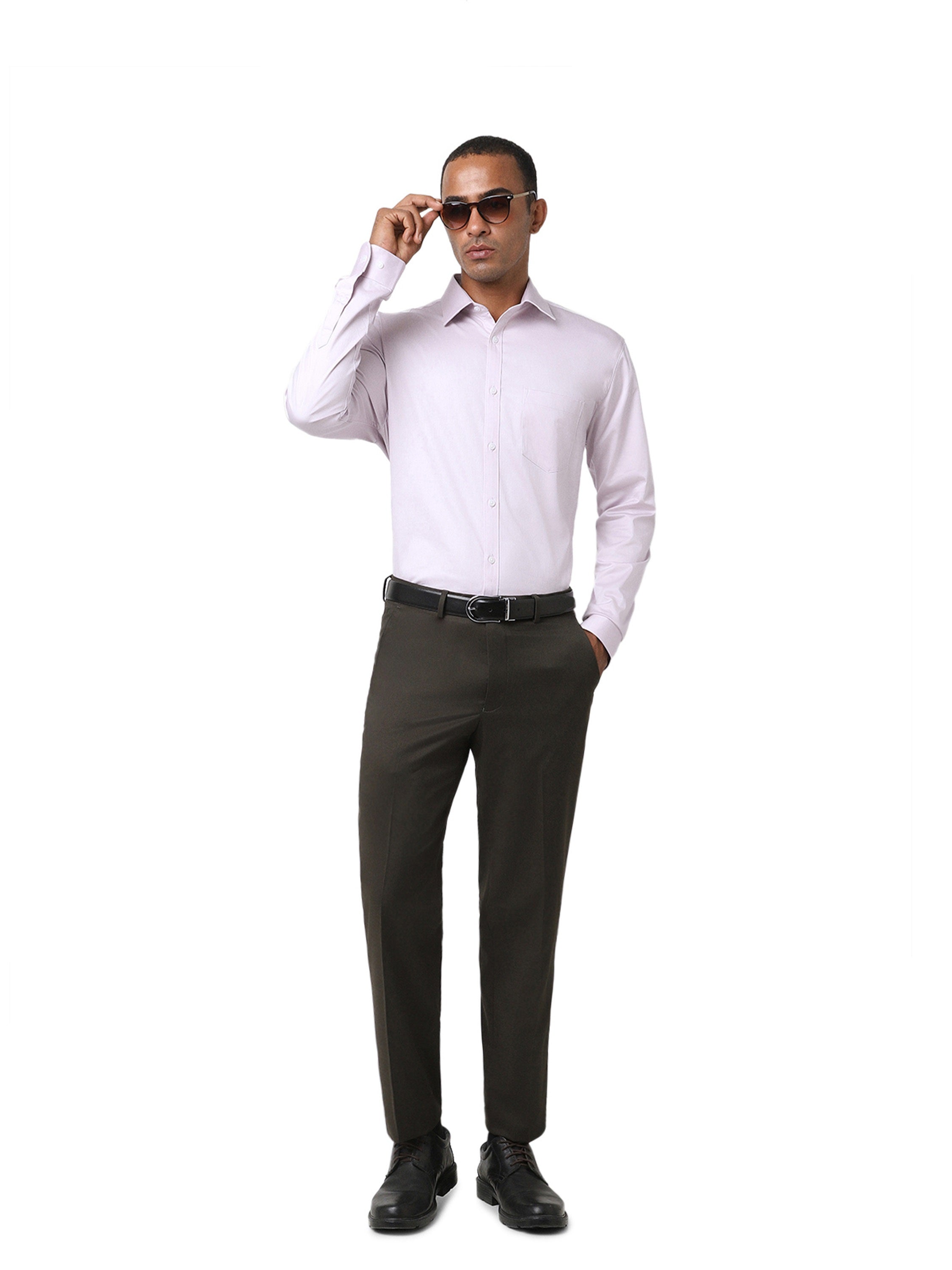 Purple Cotton-Stretch Formal Shirt