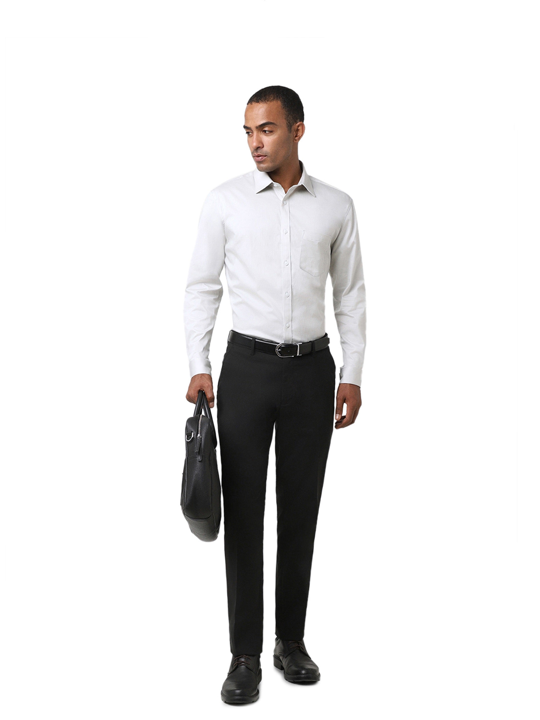 Light Grey Cotton-Stretch Formal Shirt