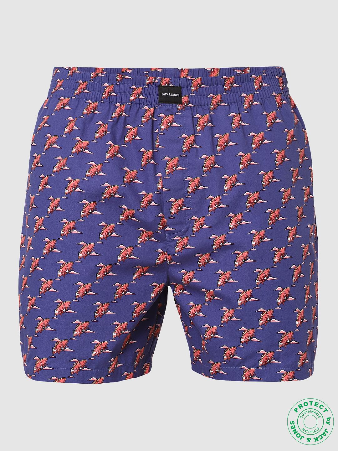 Blue Spaceship Print Boxers