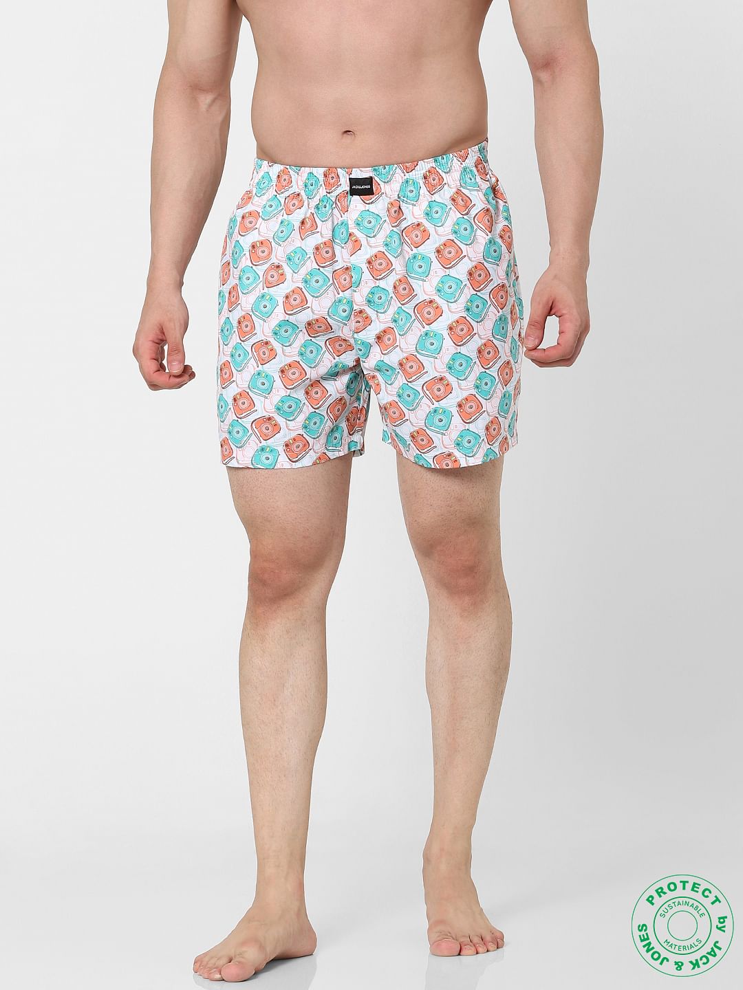 White Polaroid Print Boxers - S