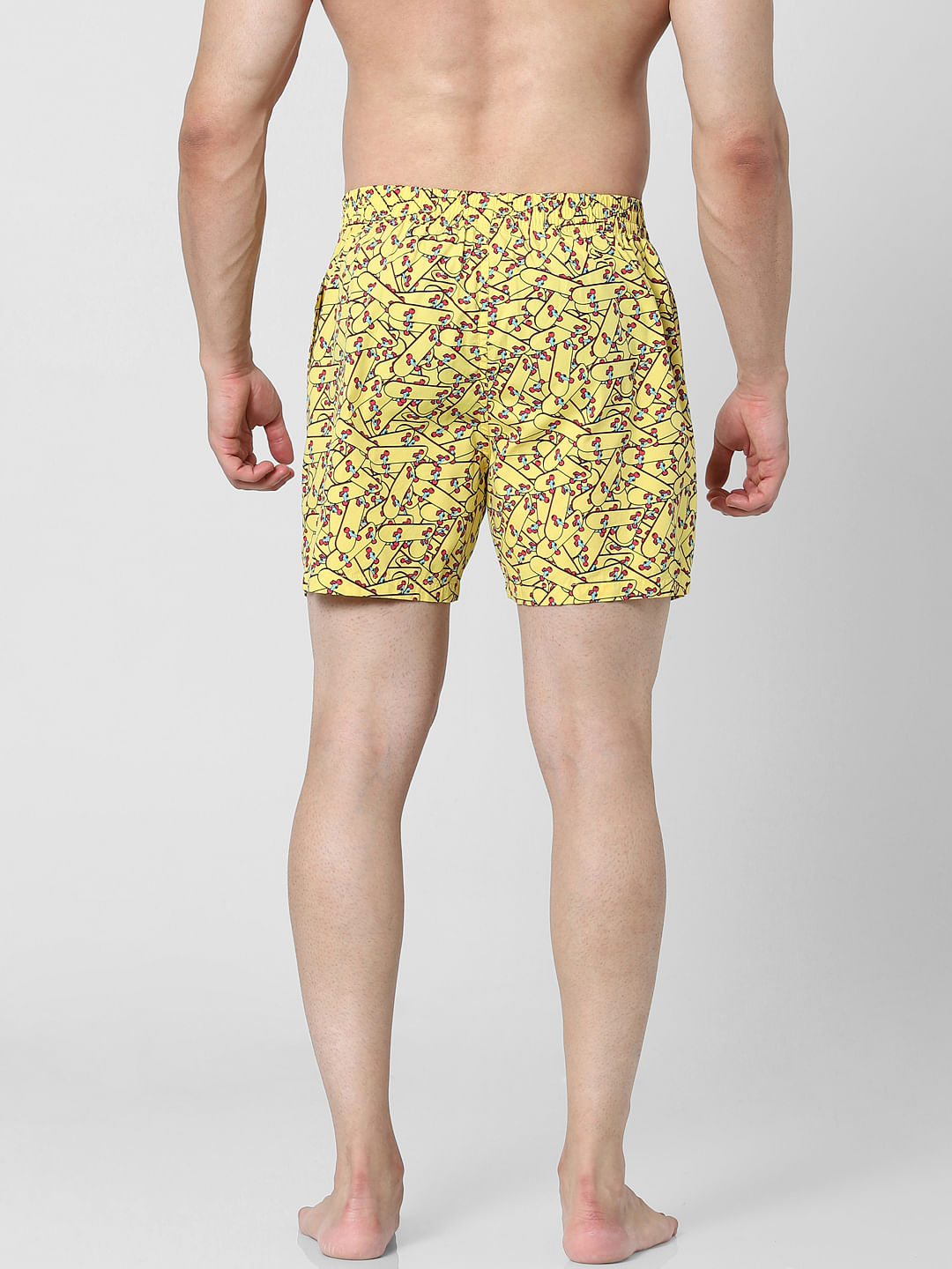 Yellow Skateboard Graphic Printed Boxers