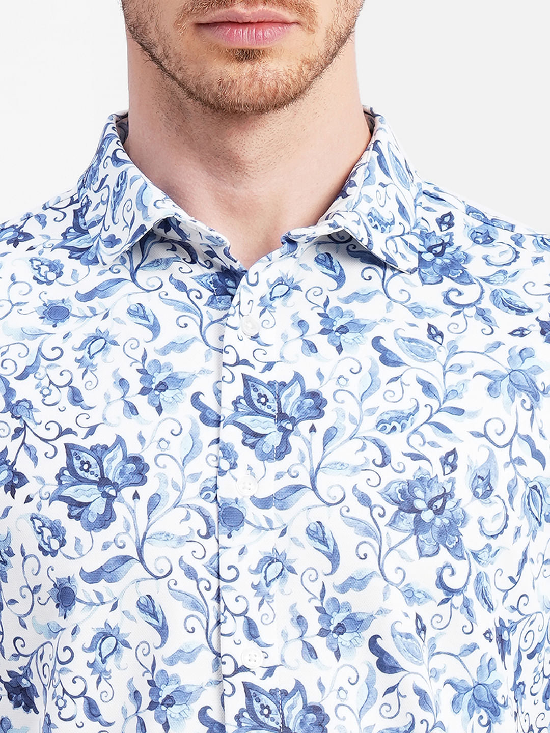 Blue Floral Full Sleeves Shirt
