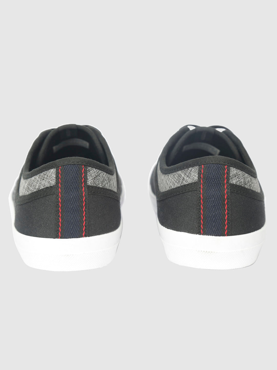 Black Canvas Print Pu Sneakers
