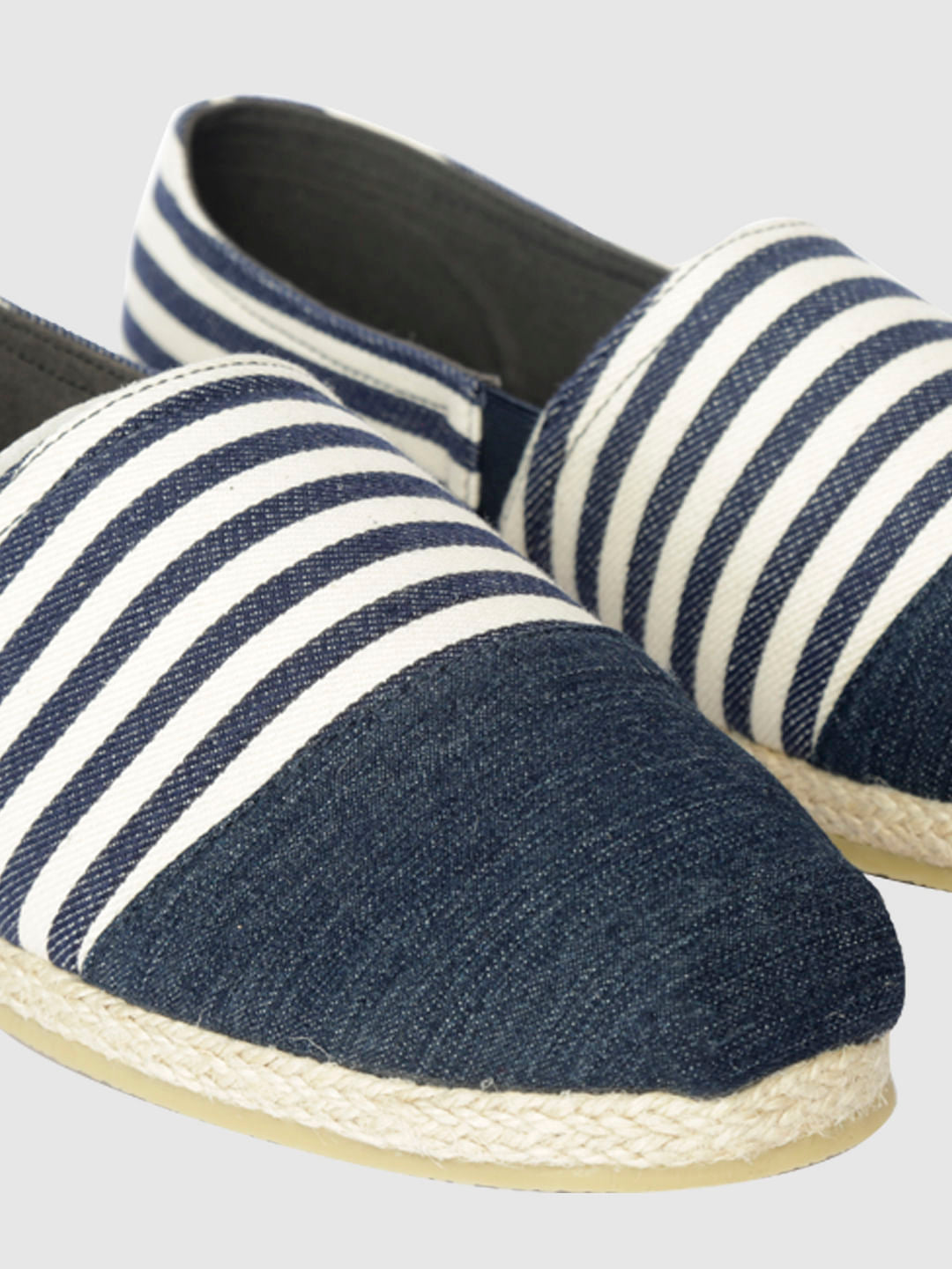 Blue Striped Slip On Espadrilles