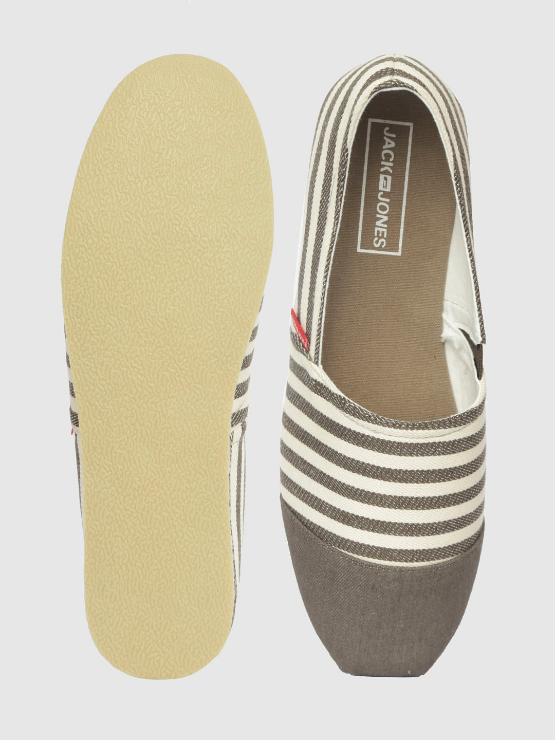 Brown Striped Slip On Espadrilles