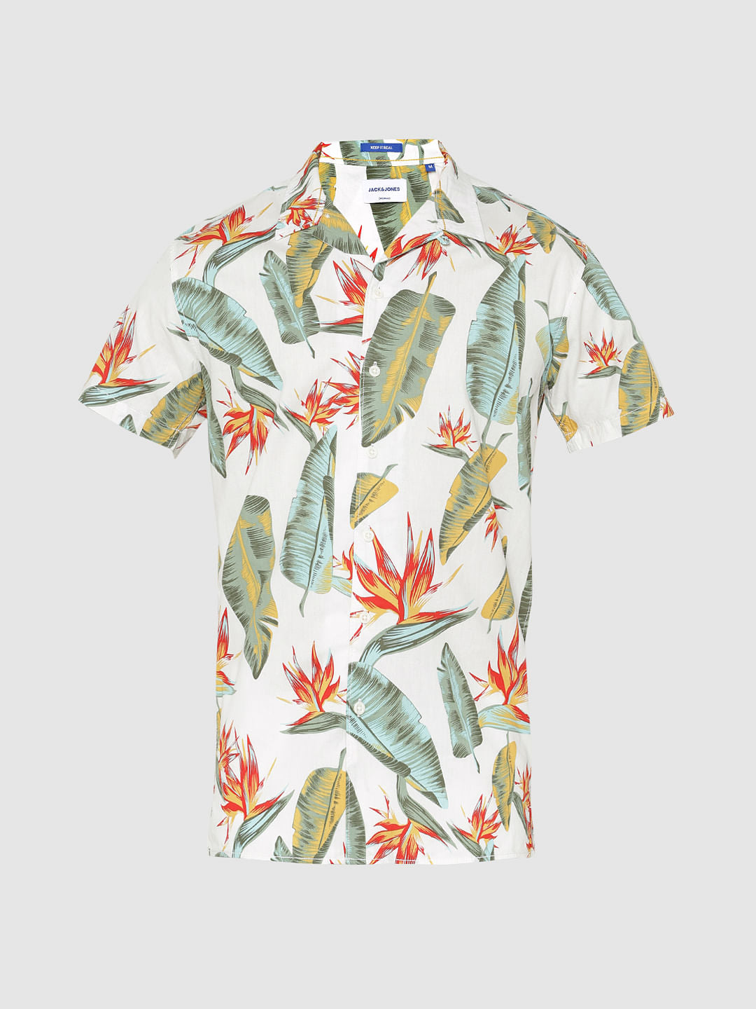 White All Over Print Short Sleeves Shirt
