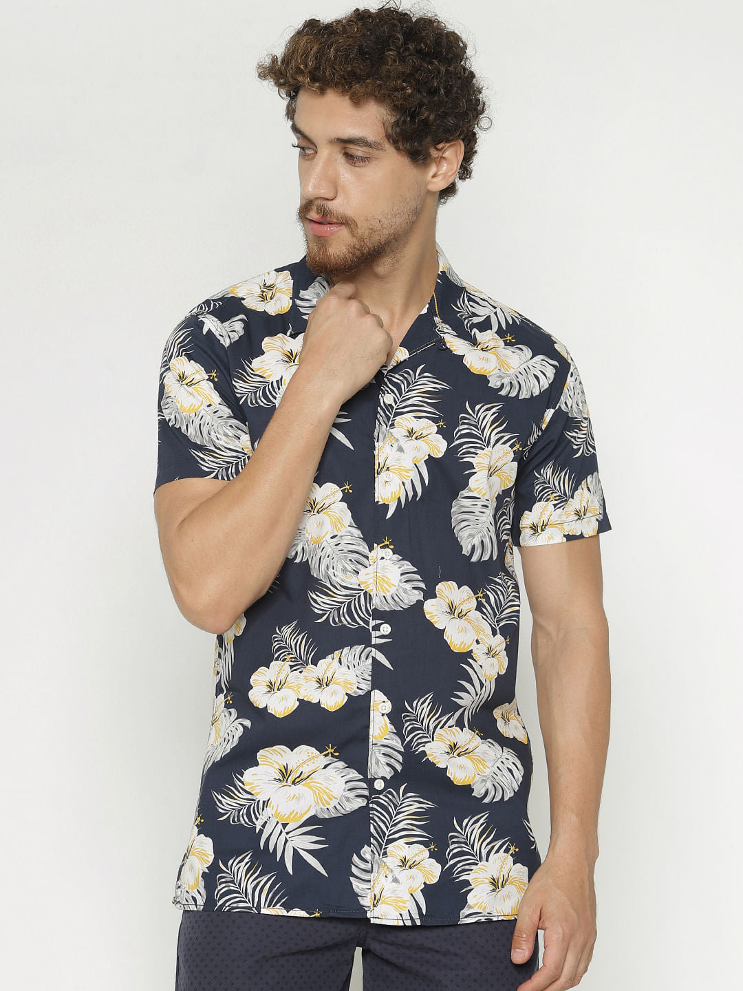 Blue All Over Print Short Sleeves Shirt - S