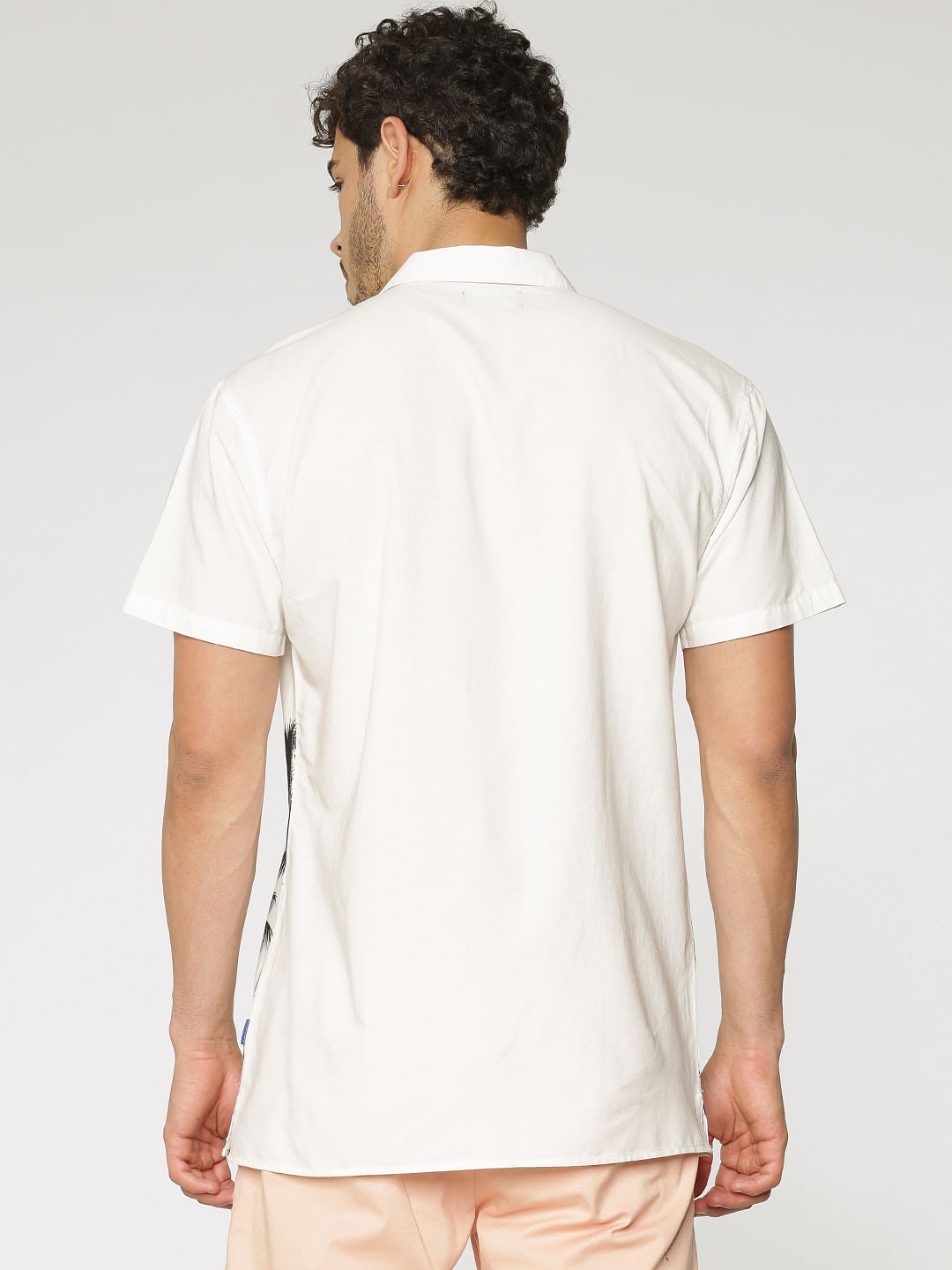White Palm Tree Print Short Sleeves Shirt