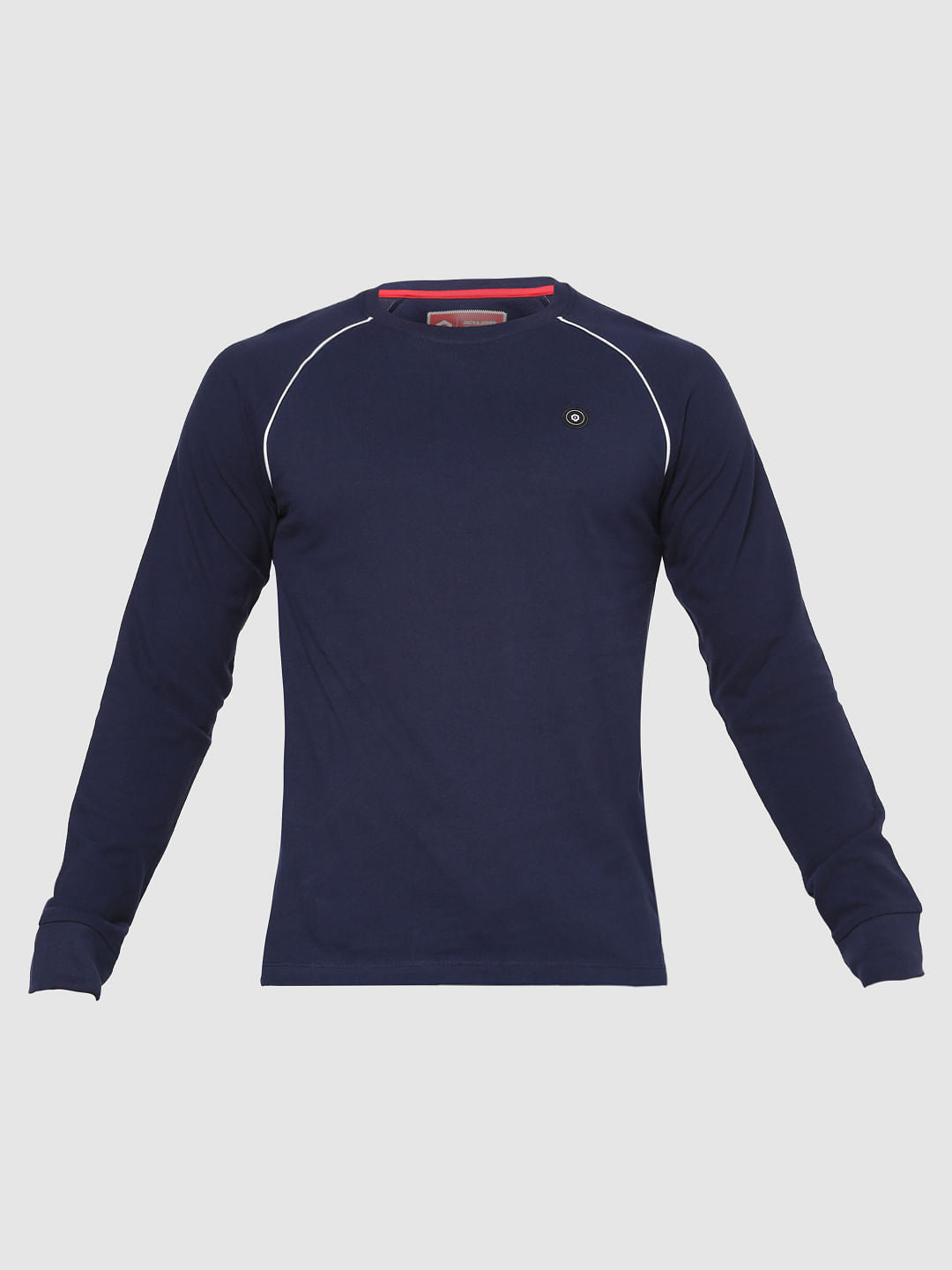 Blue Crew Neck Full Sleeves T-Shirt