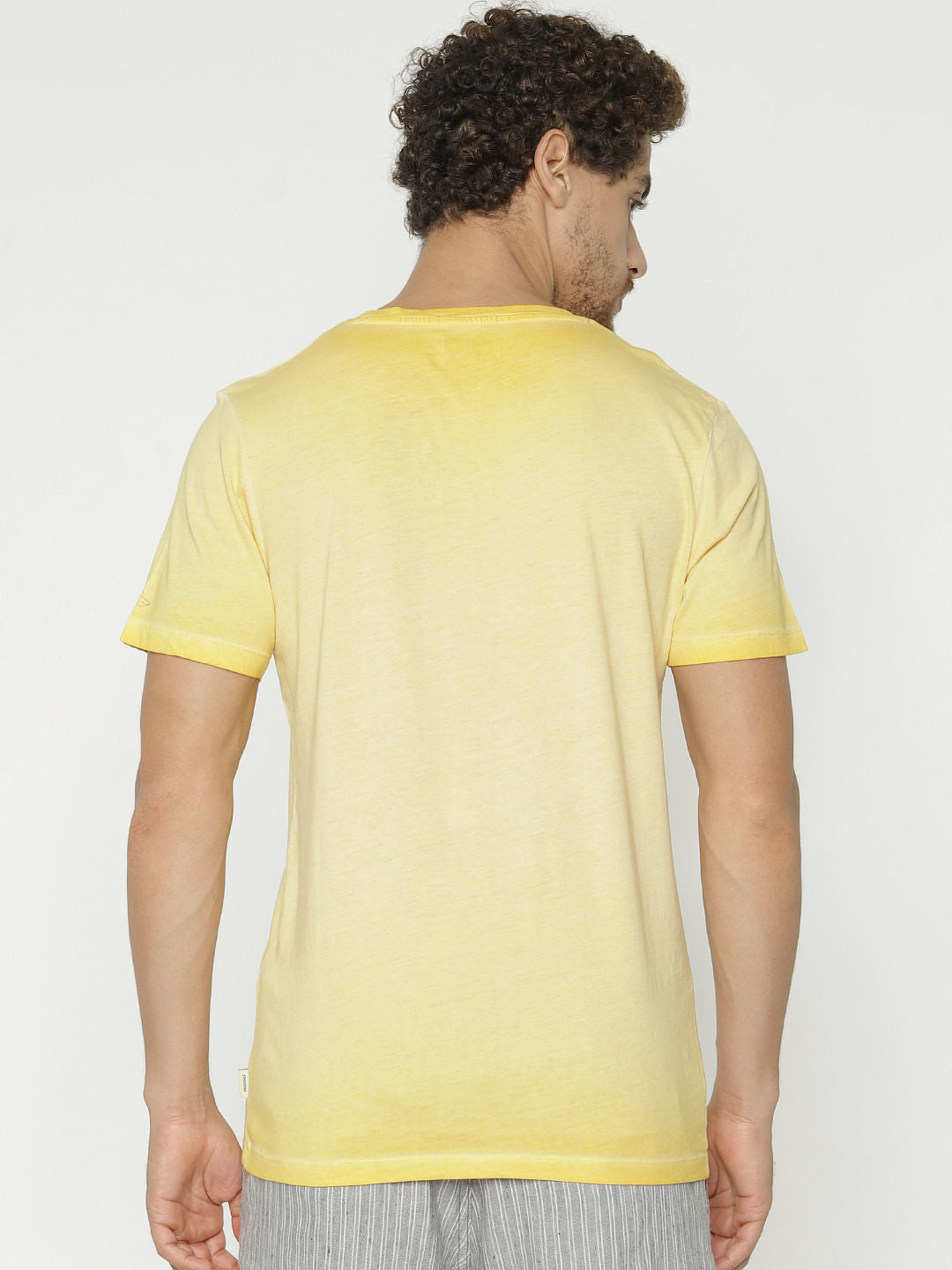 Yellow Printed Crew Neck T-Shirt