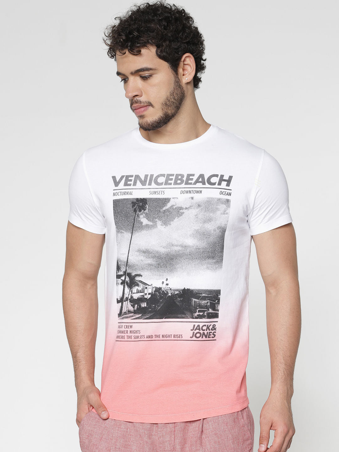 White Graphic Print Crew Neck T-Shirt