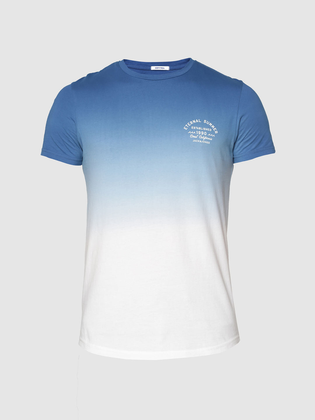 Blue And White Crew Neck T-Shirt