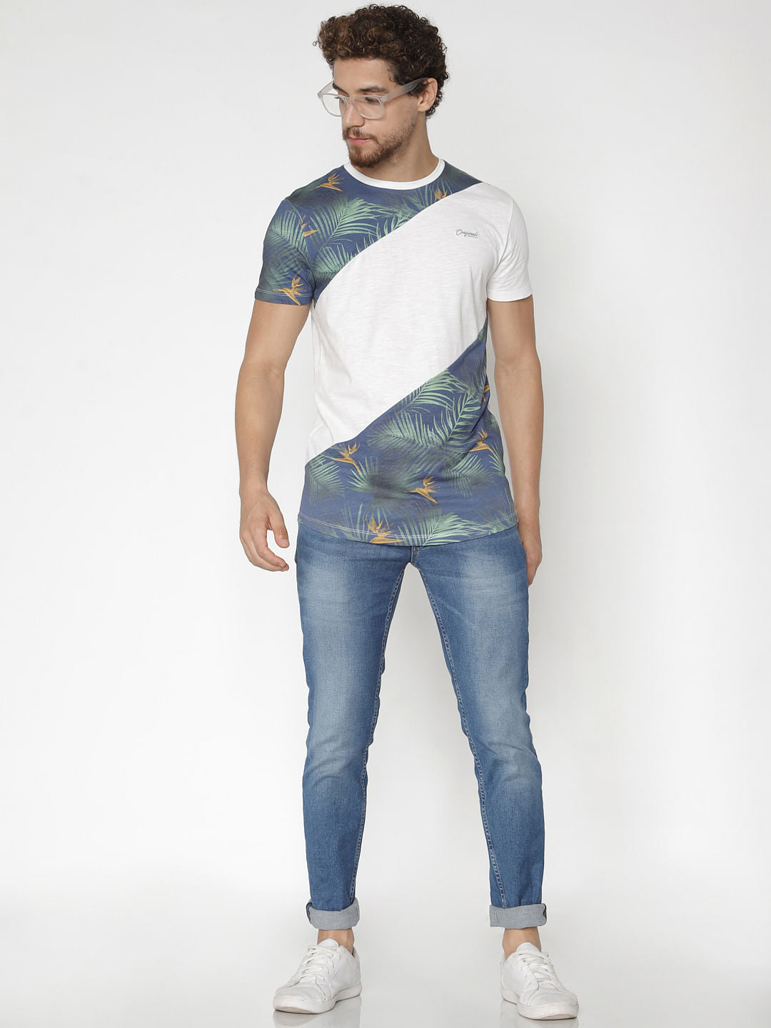 White Printed Crew Neck T-Shirt