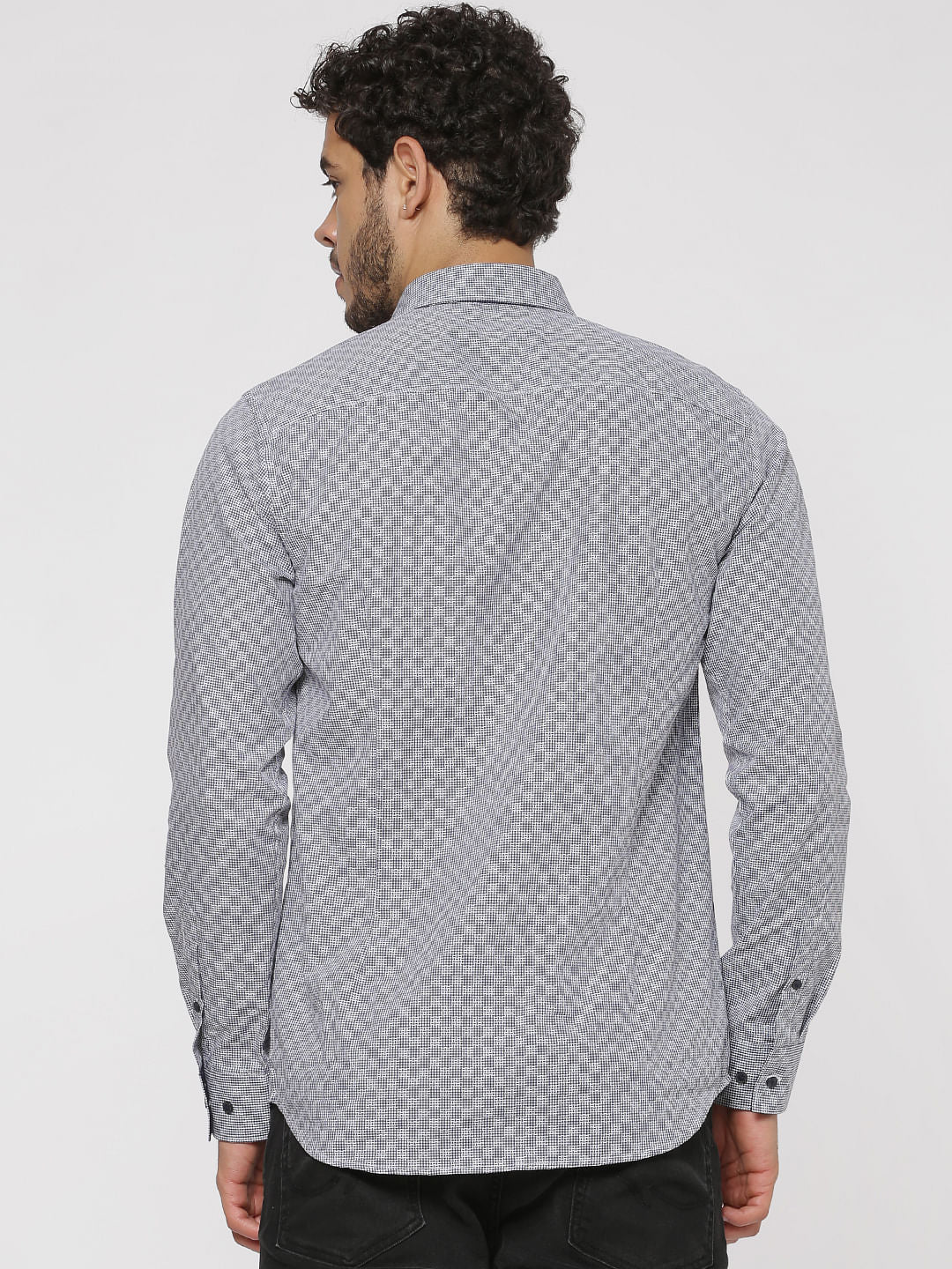 Grey Checks Slim Fit Full Sleeves Shirt