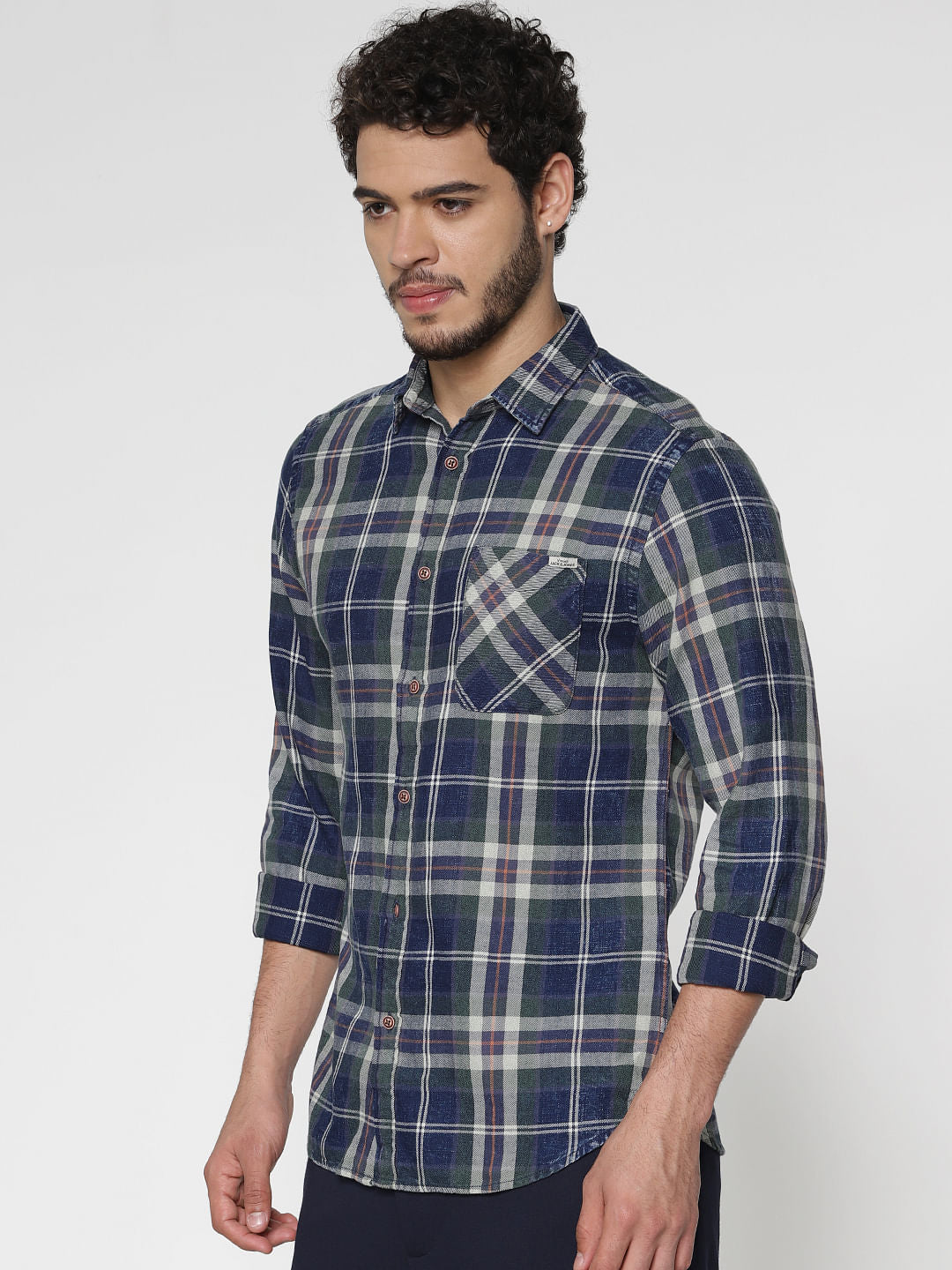 Green Multicoloured Checks Slim Fit Full Sleeves Shirt