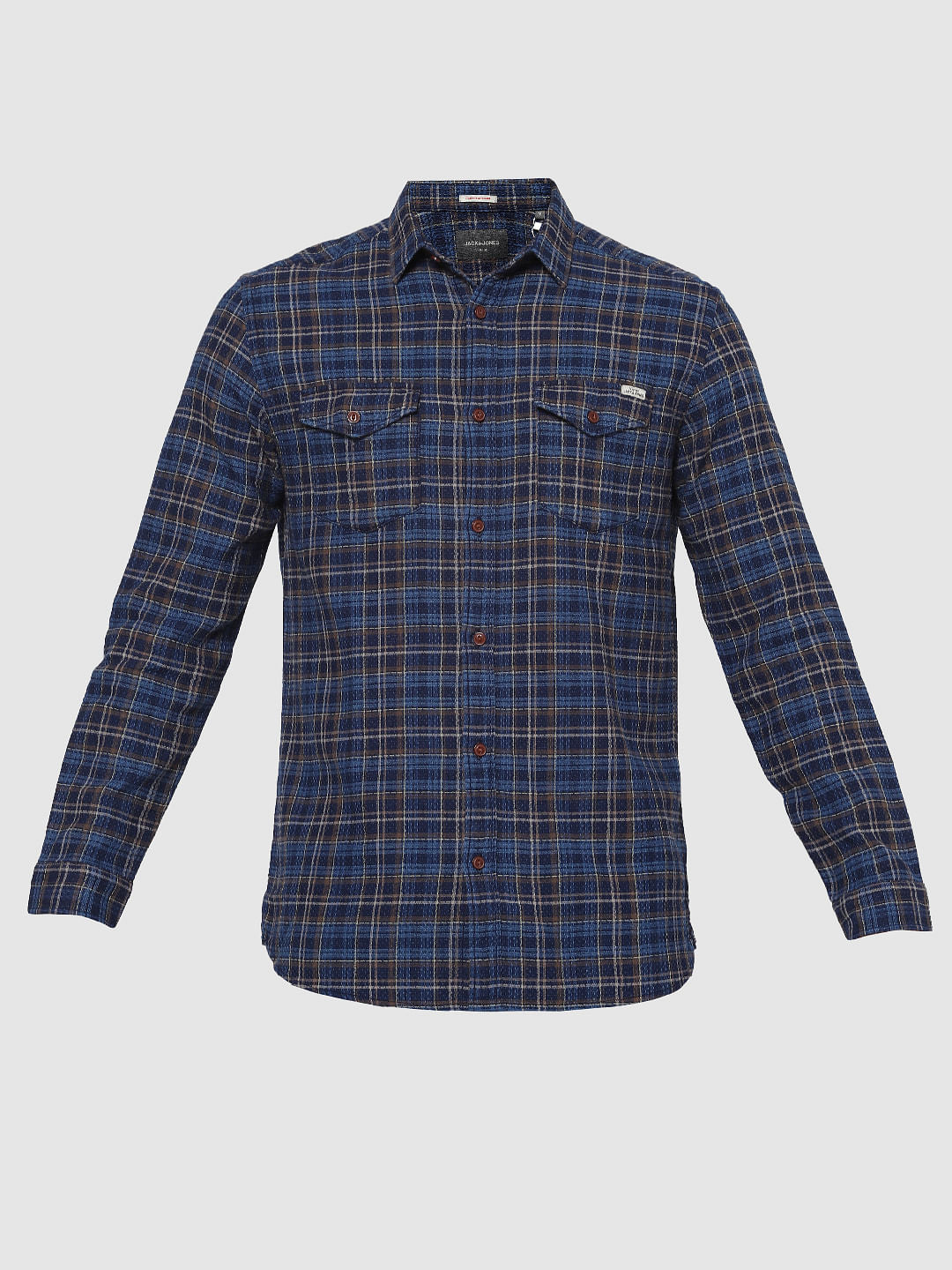 Blue Check Slim Fit Full Sleeves Shirt