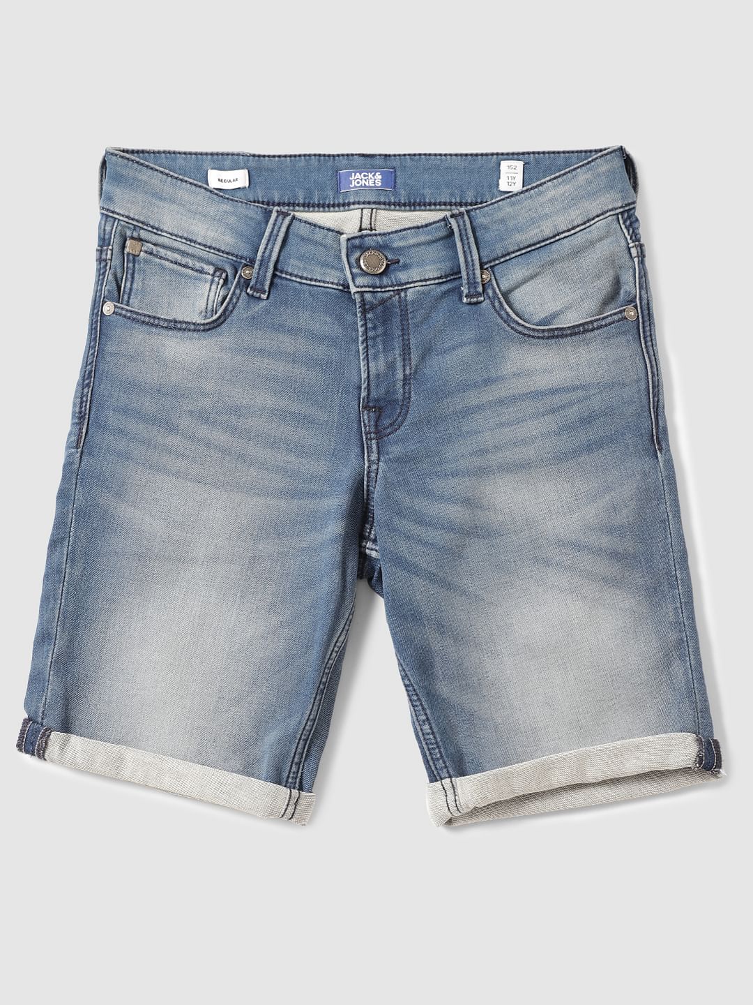 Boys Light Blue Low Rise Rolled Up Hem Rick Denim Shorts - 128/8Y