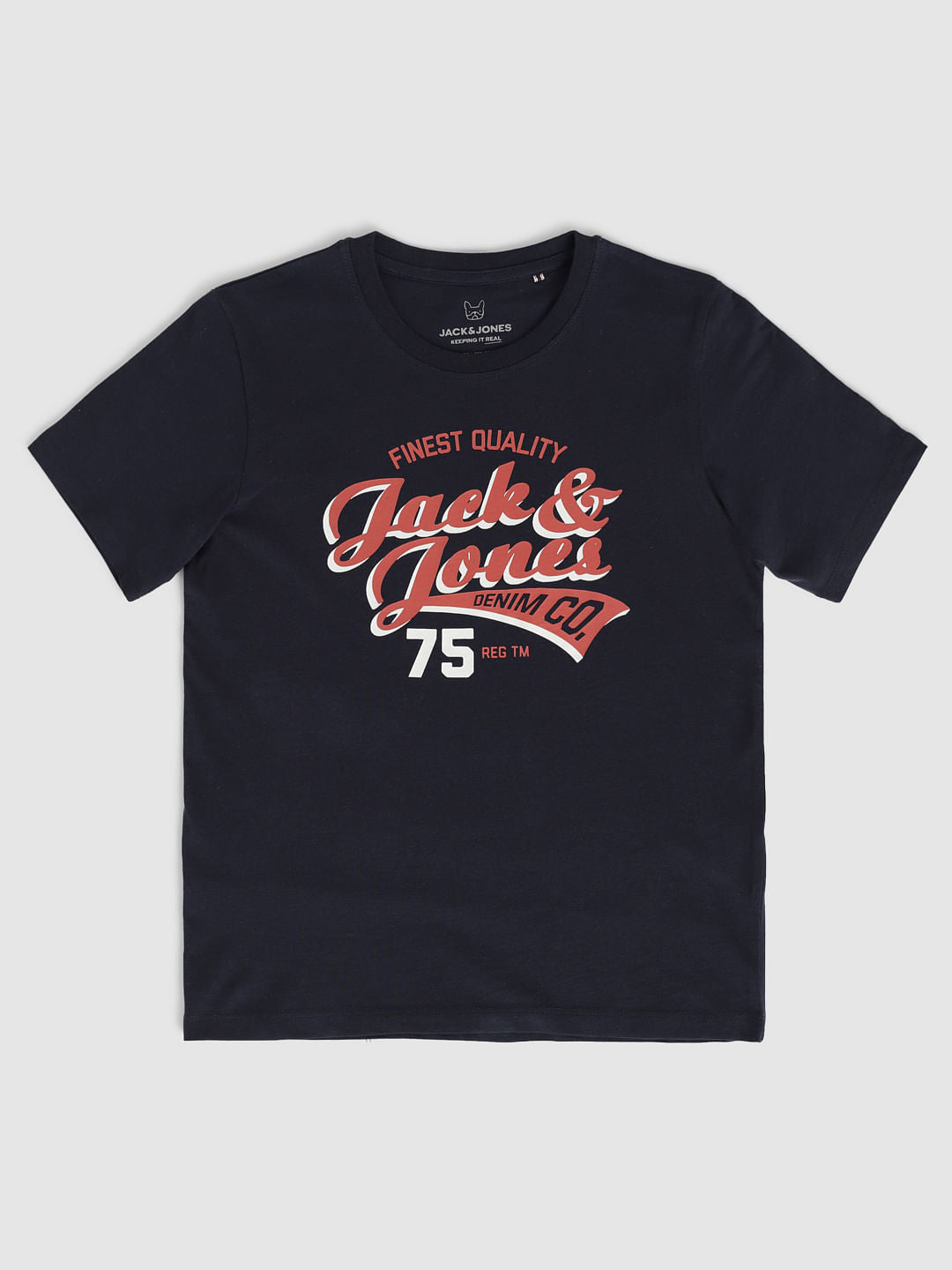 Boys Navy Blue Typographic Print Crew Neck T-Shirt - 128/8Y